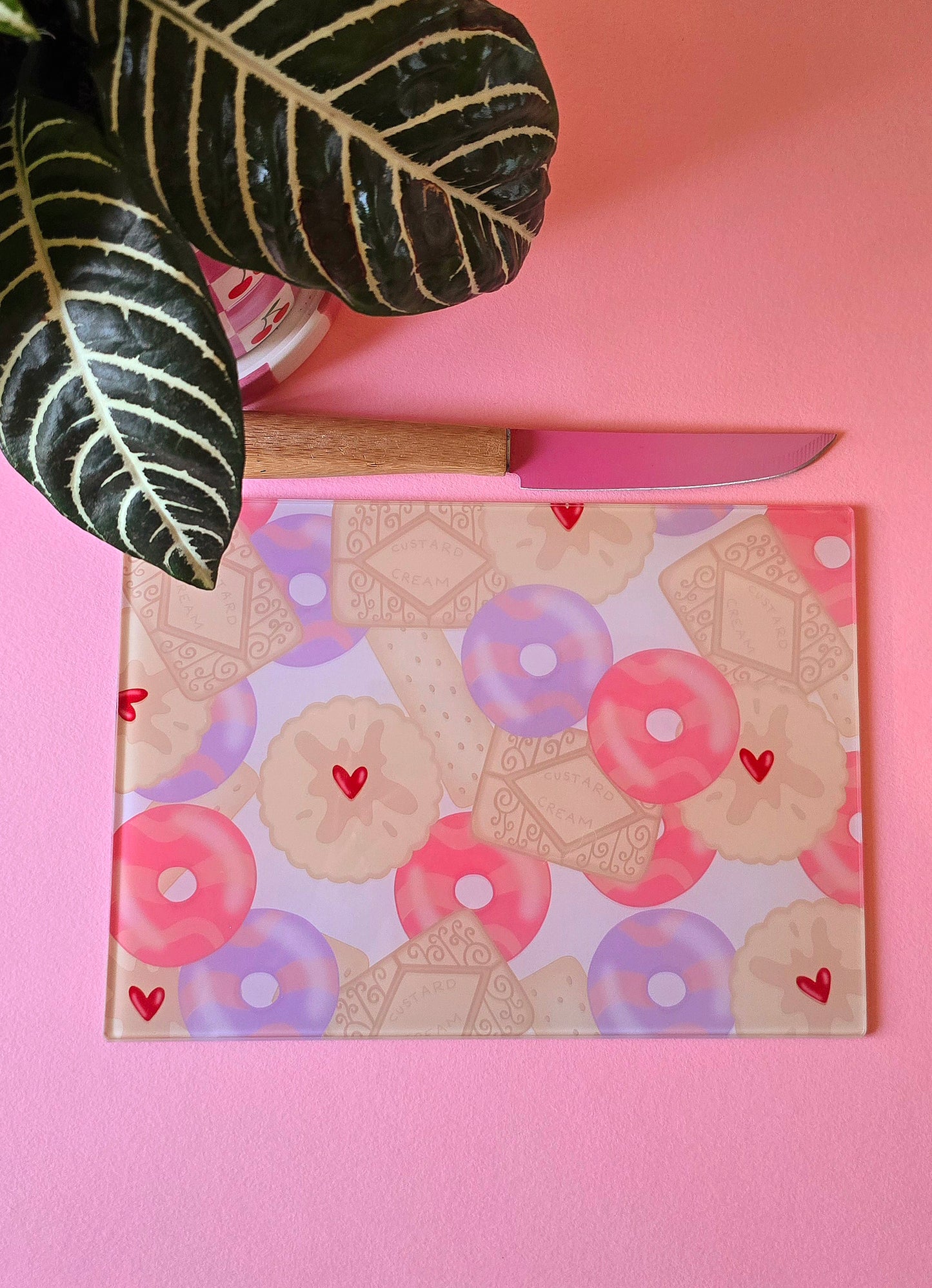Nostalgic Biscuits Glass Chopping Board