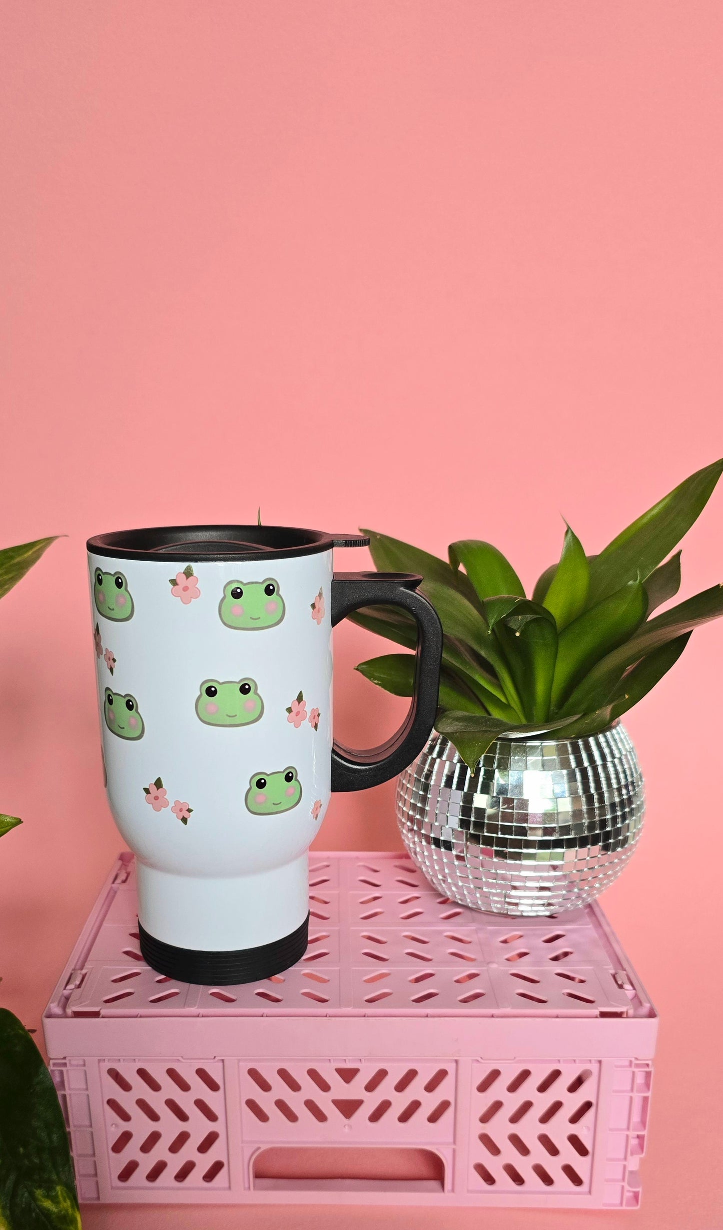 Frogs & Flowers Travel Mug