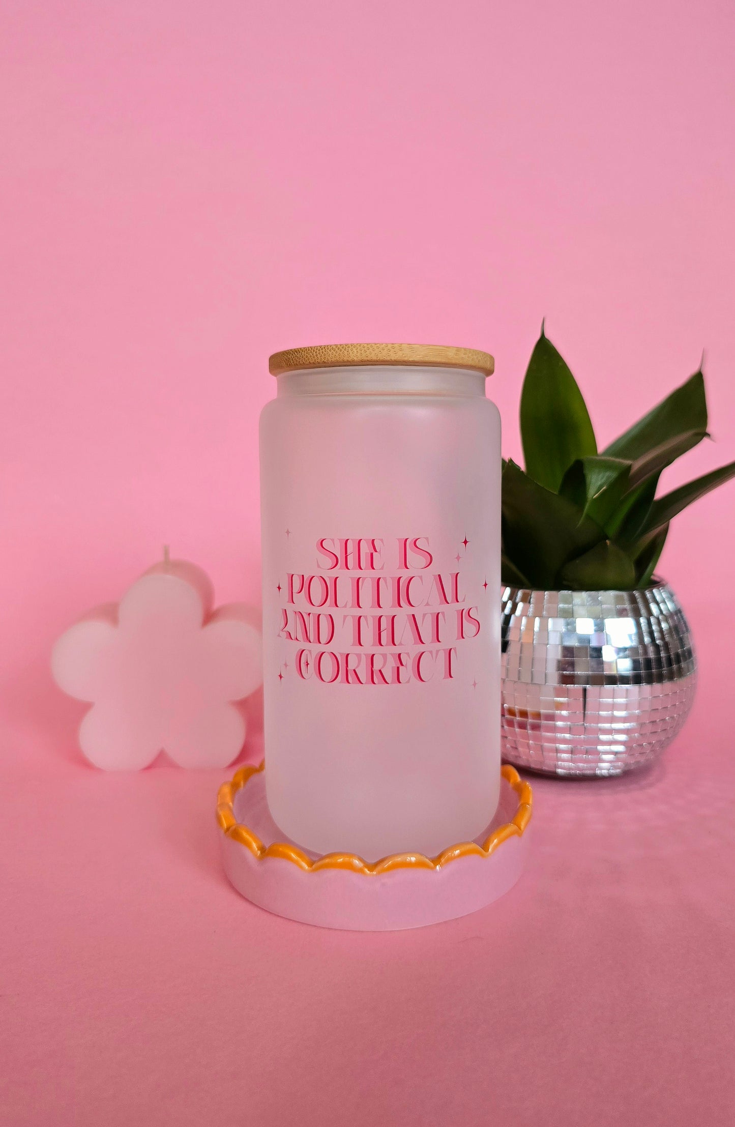 She is Political Glass Tumbler