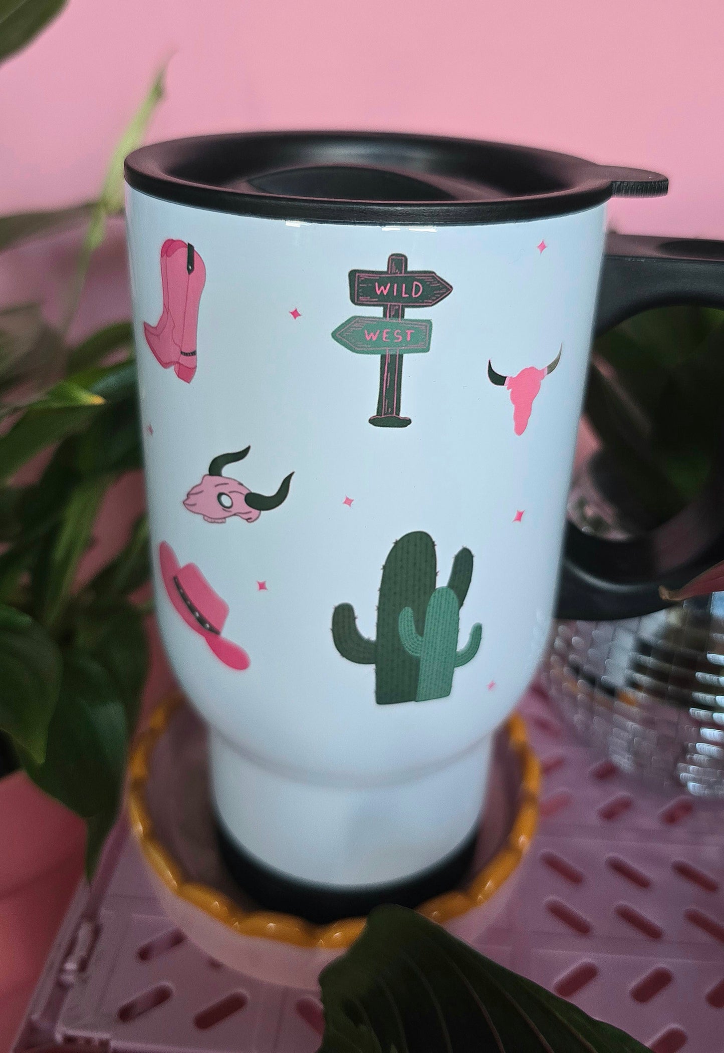 Yee Haw Western Pink & Green | Cute Travel Mugs