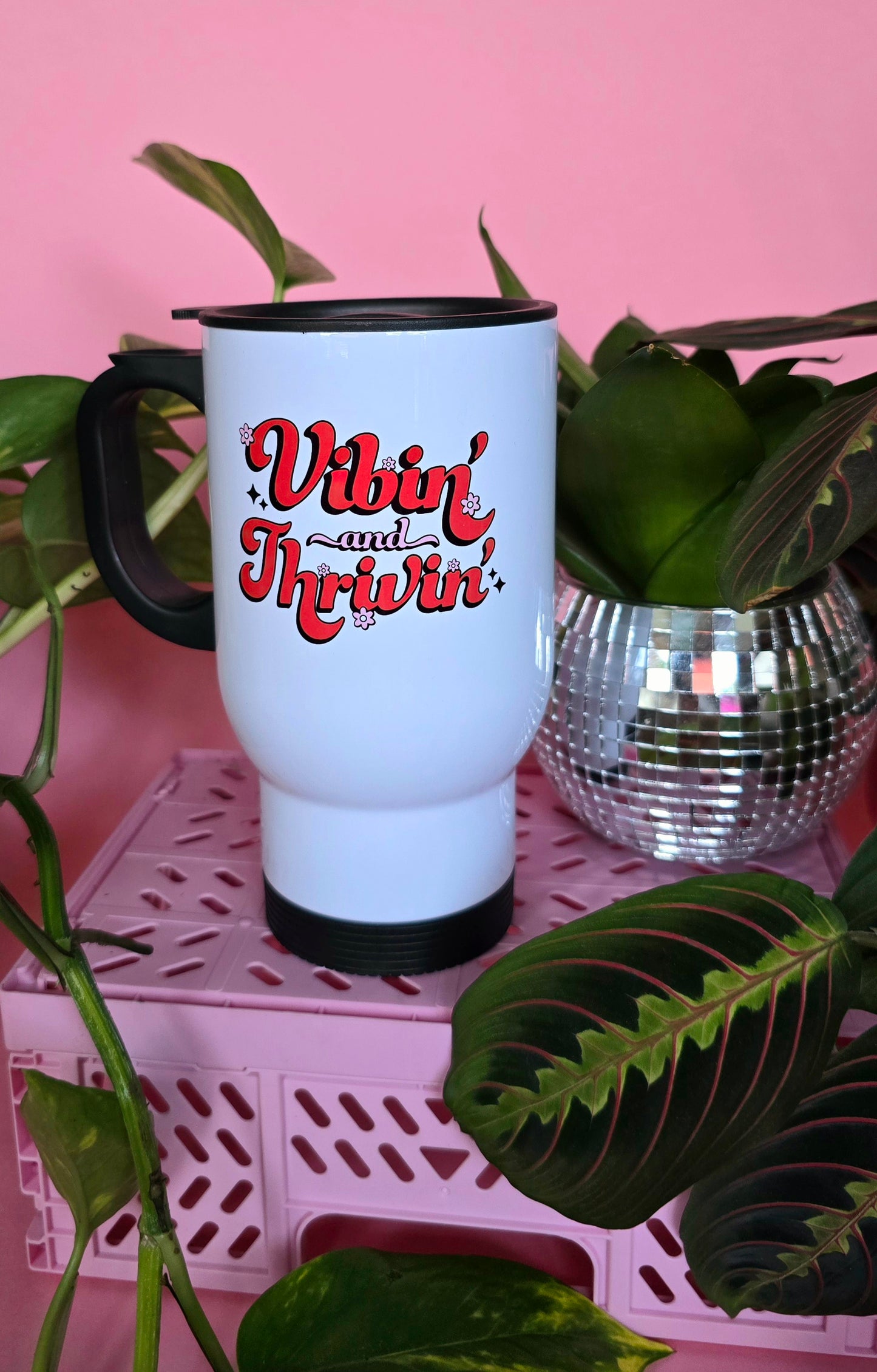 Vibing & Thriving | Cute Travel Mugs