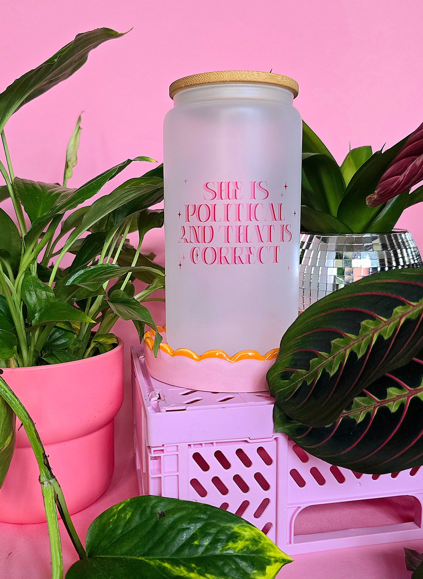 She is Political Glass Tumbler