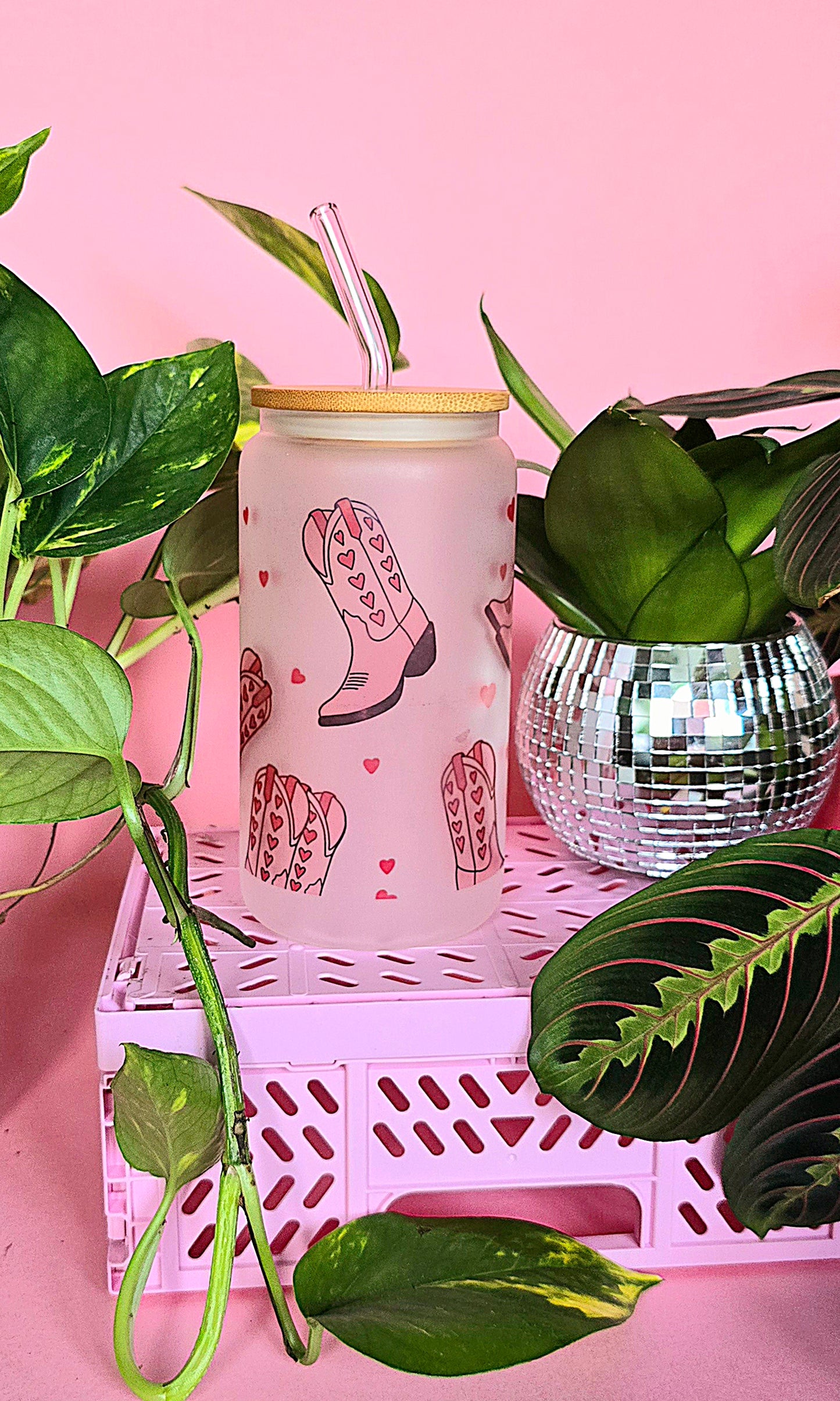 Cowboy Boots | Western Love Valentines 16oz Glass Tumbler