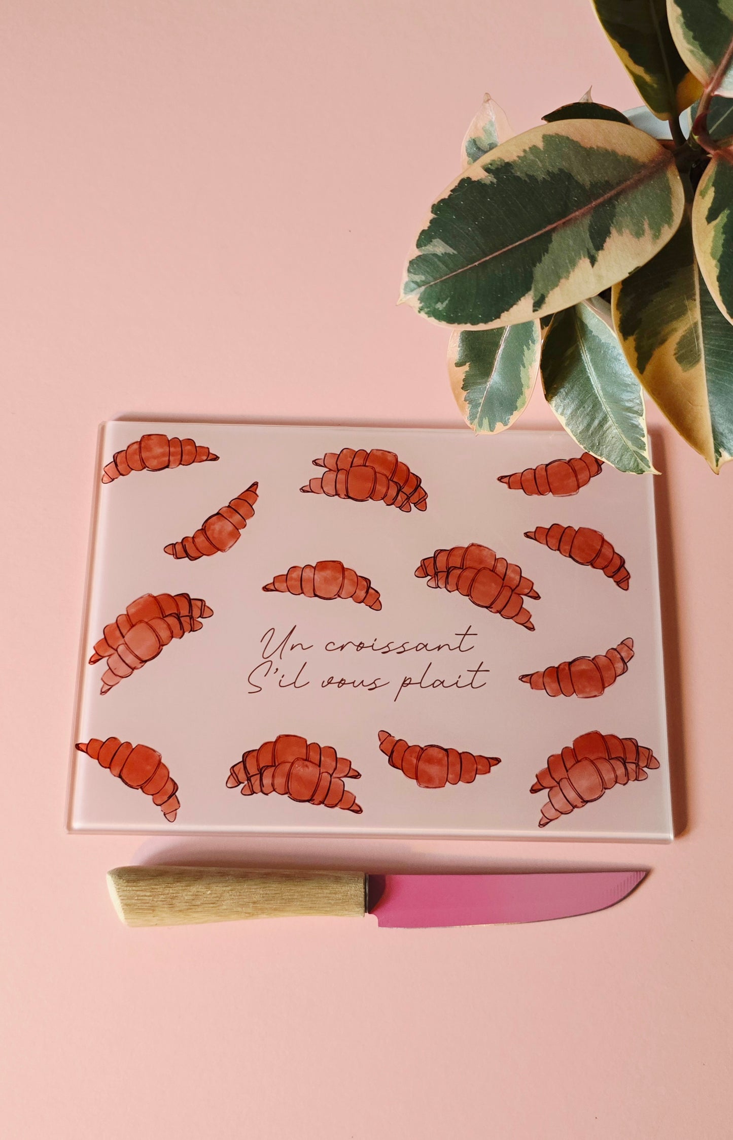 French Cute Croissant Glass Chopping Board