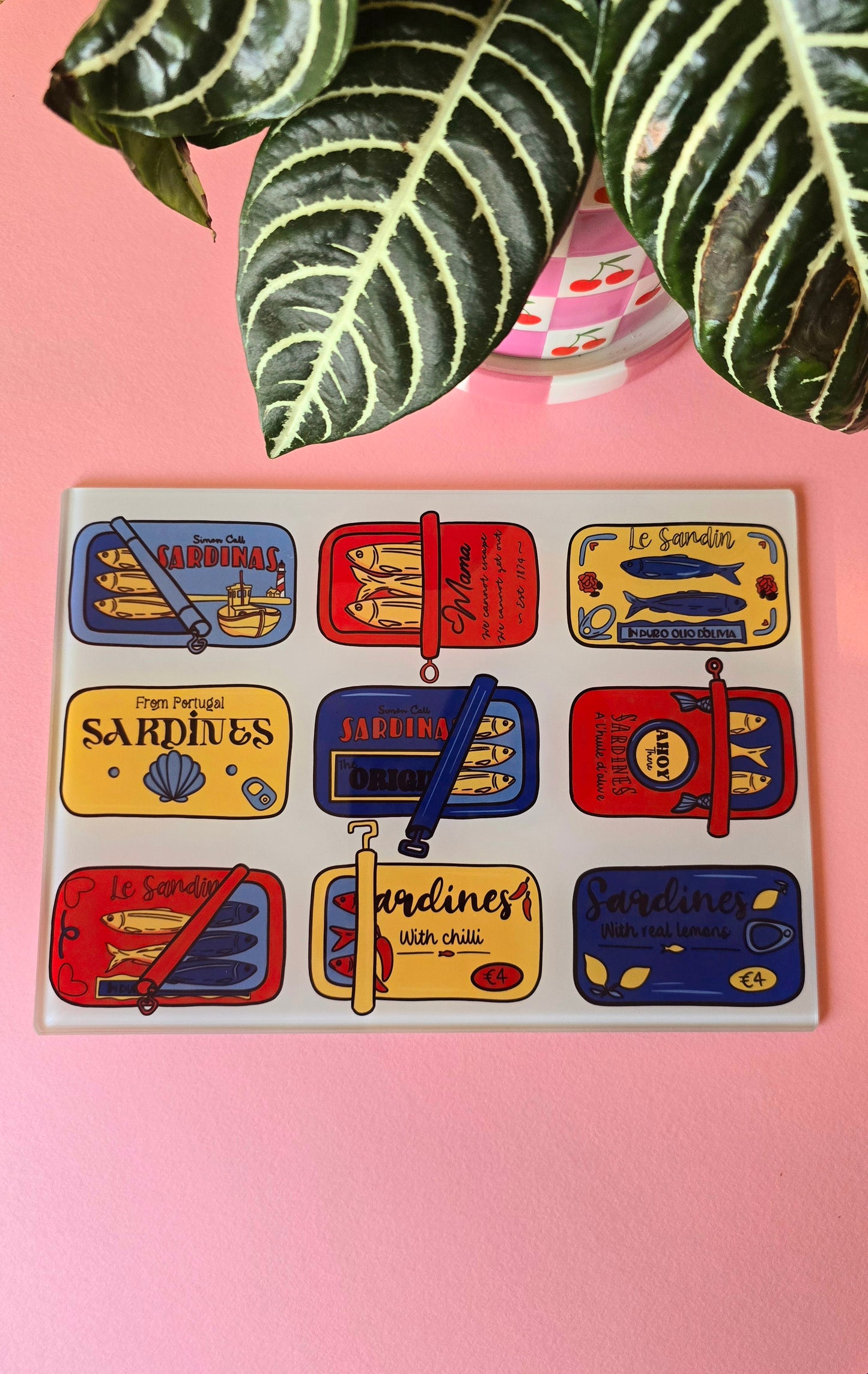 Traditional Sardine Glass Chopping Board