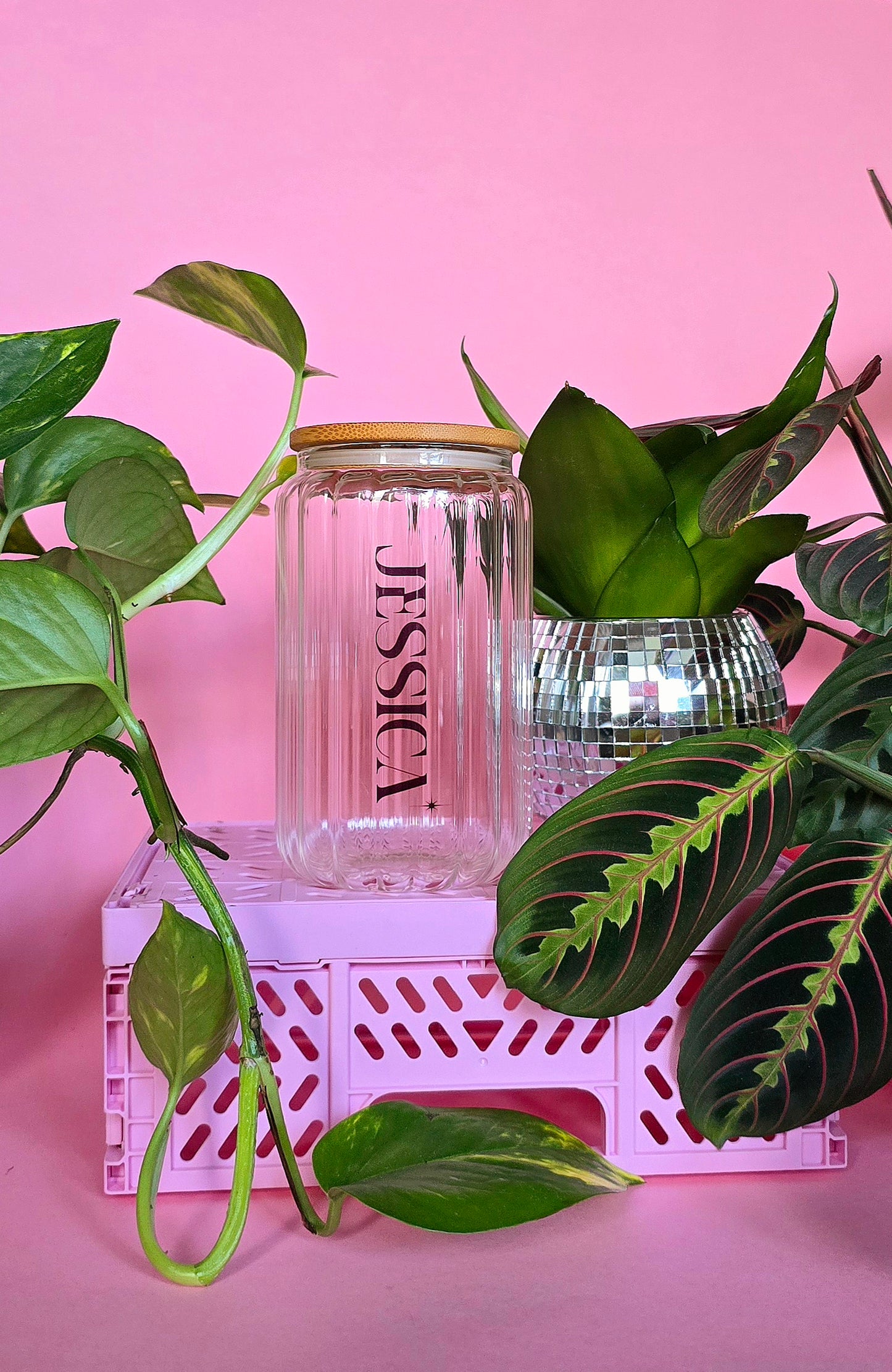 Personalised Ribbed Clear Glass Can Tumbler