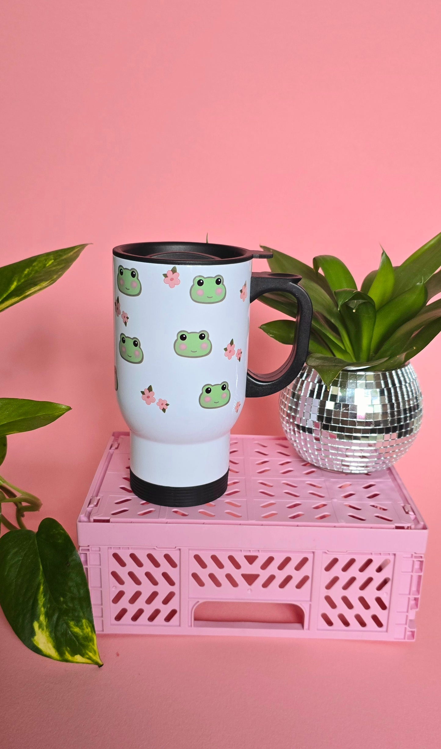 Frogs & Flowers Travel Mug