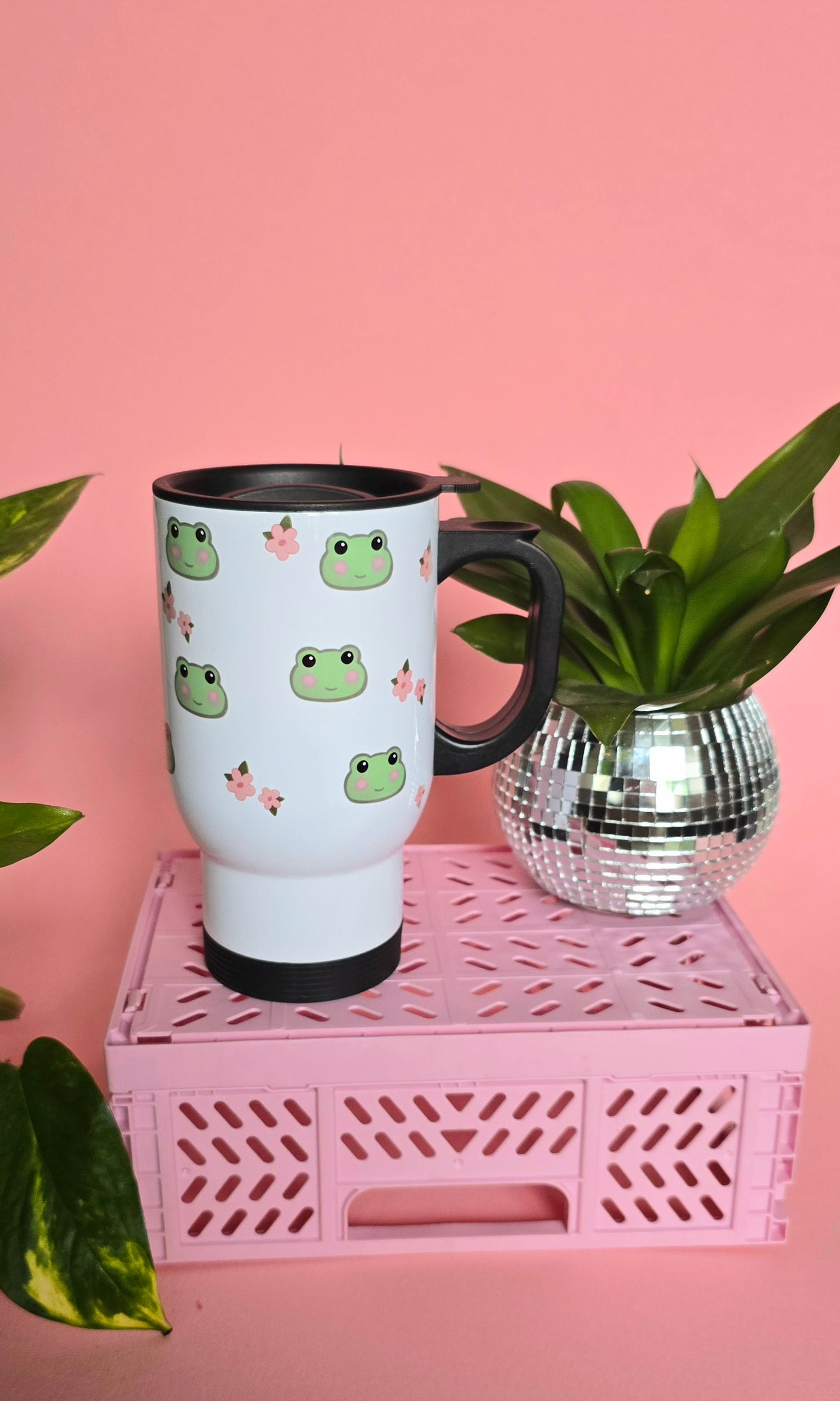 Frogs & Flowers Travel Mug