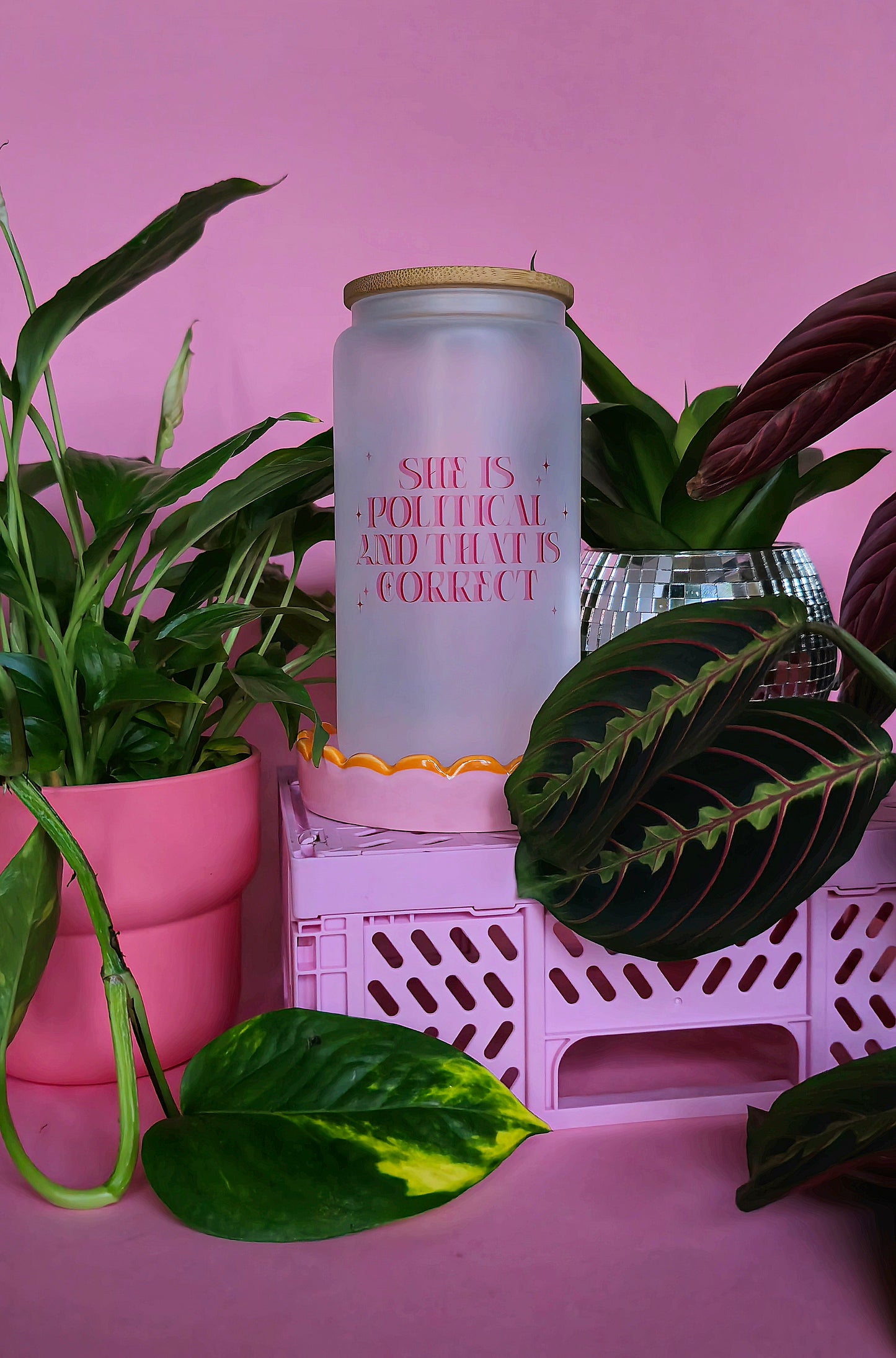 She is Political Glass Tumbler
