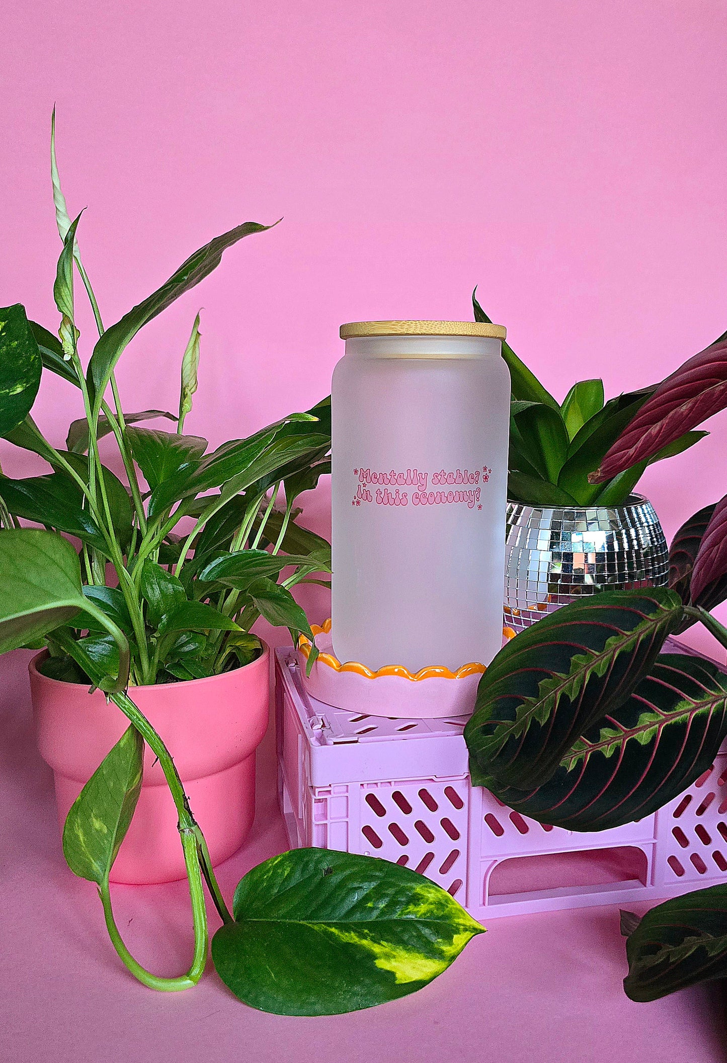Mentally Stable Glass Tumbler With Bamboo Lid & Straw