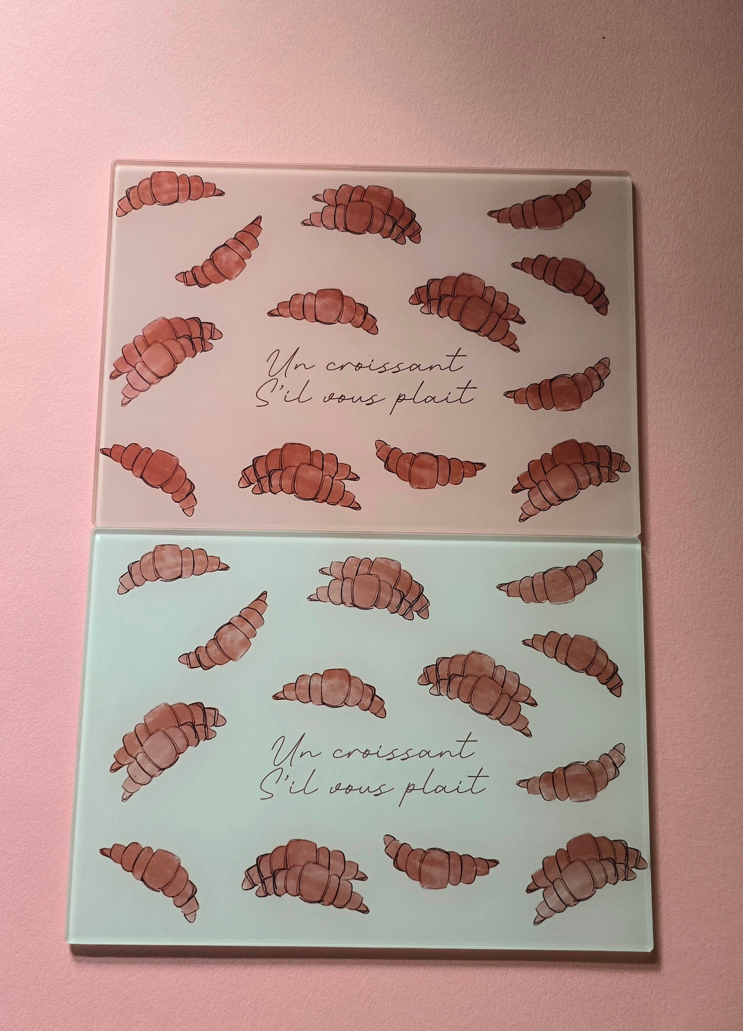 French Cute Croissant Glass Chopping Board