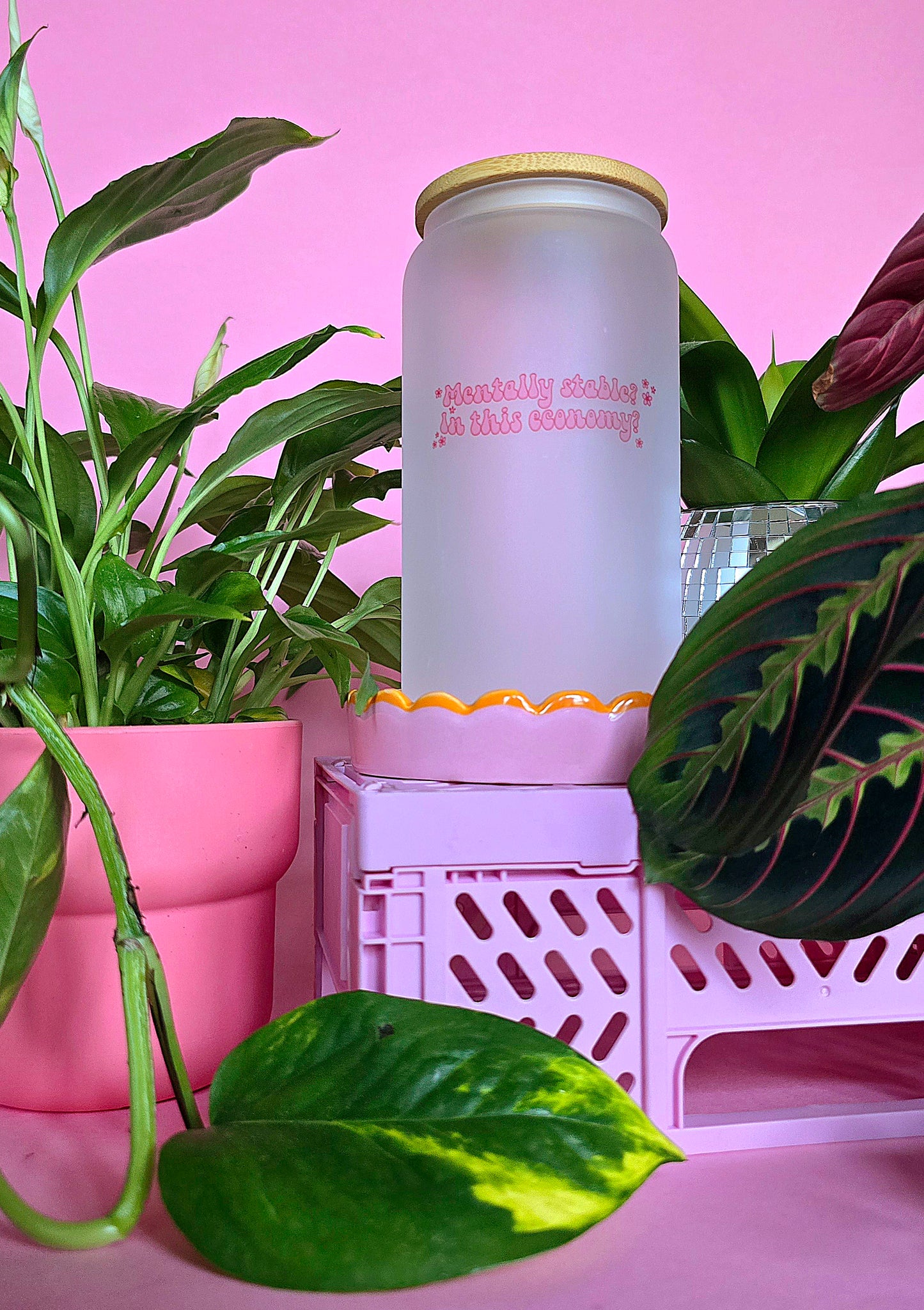 Mentally Stable Glass Tumbler With Bamboo Lid & Straw