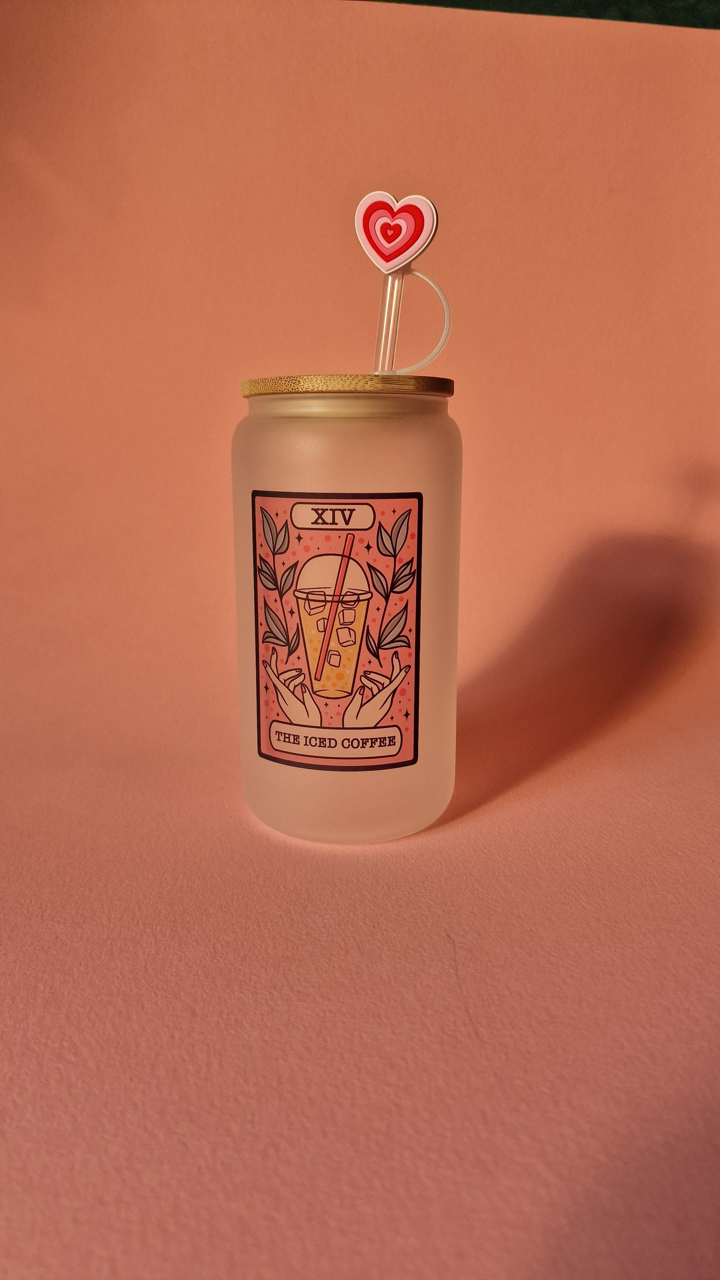 Iced Coffee Tarot 16oz glass can tumbler