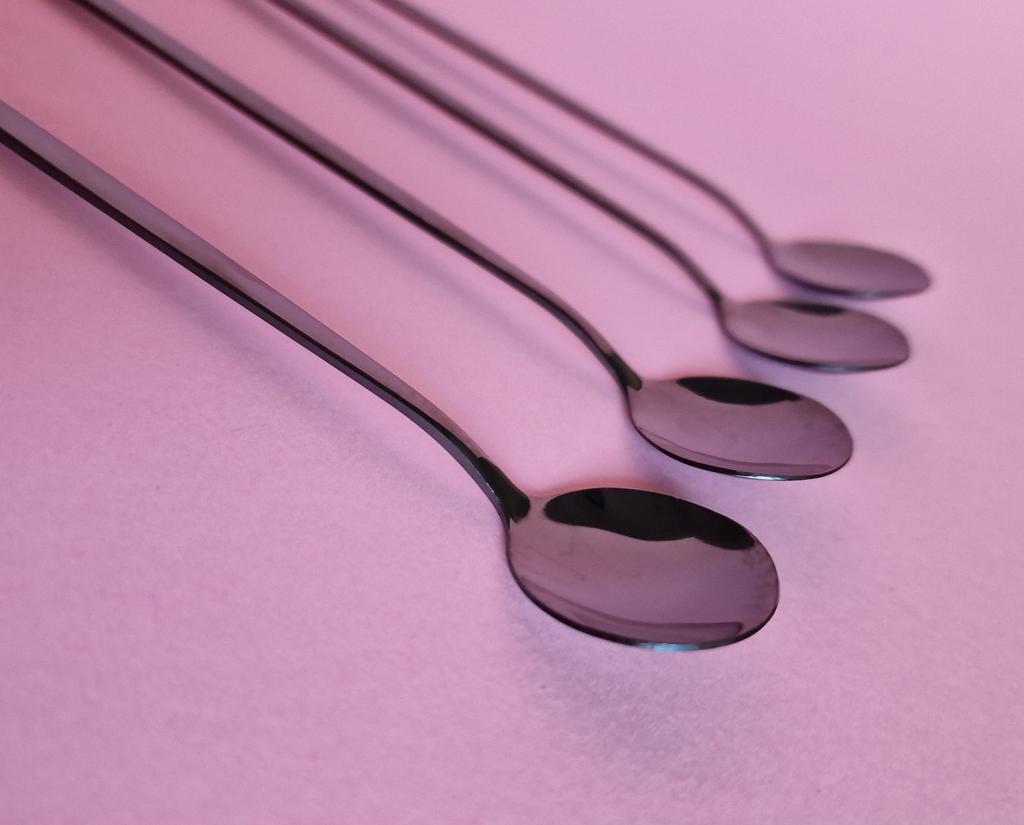 Black Stainless Steel Long Latte Spoon