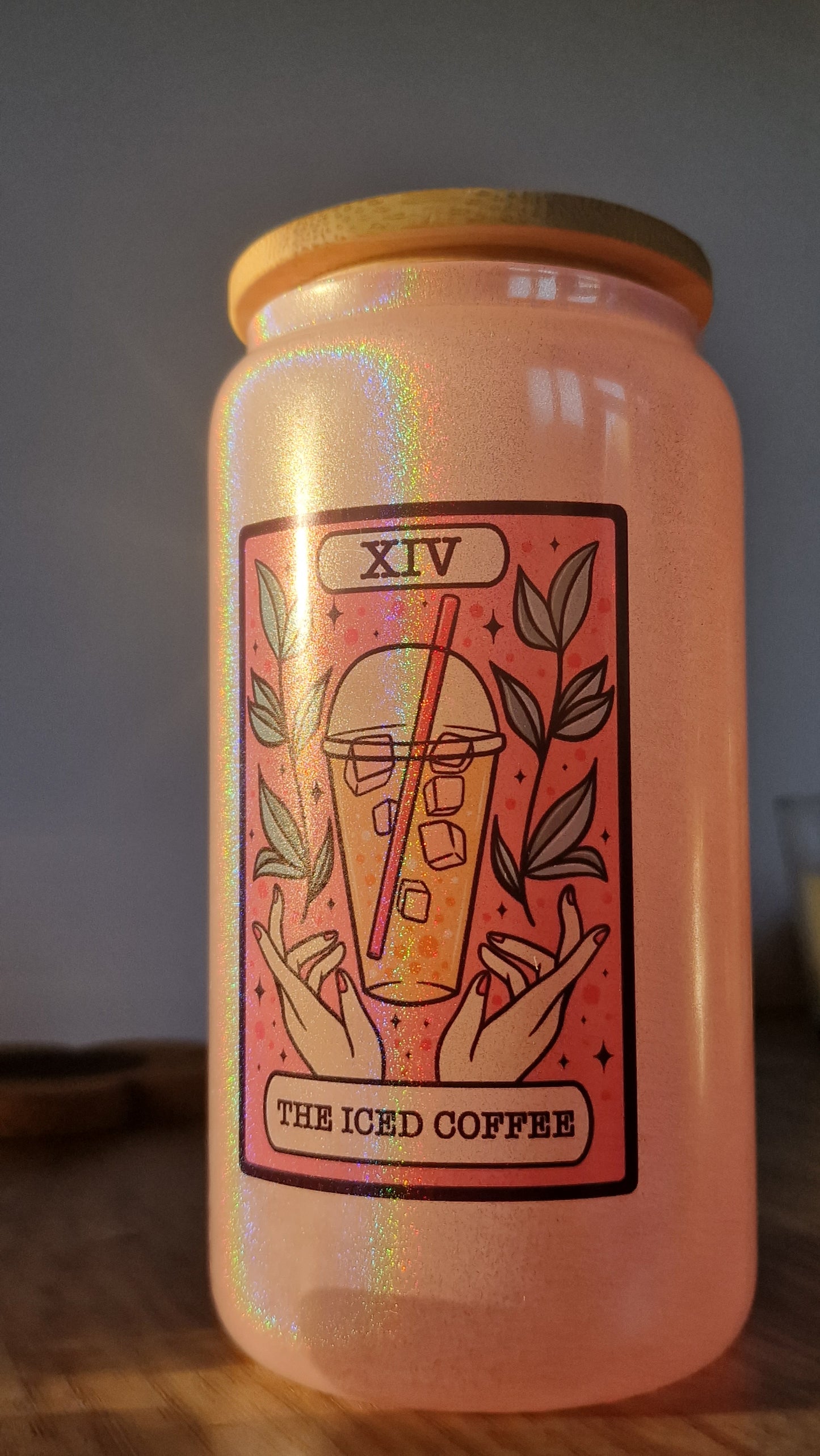 Iced Coffee Tarot 16oz glass can tumbler