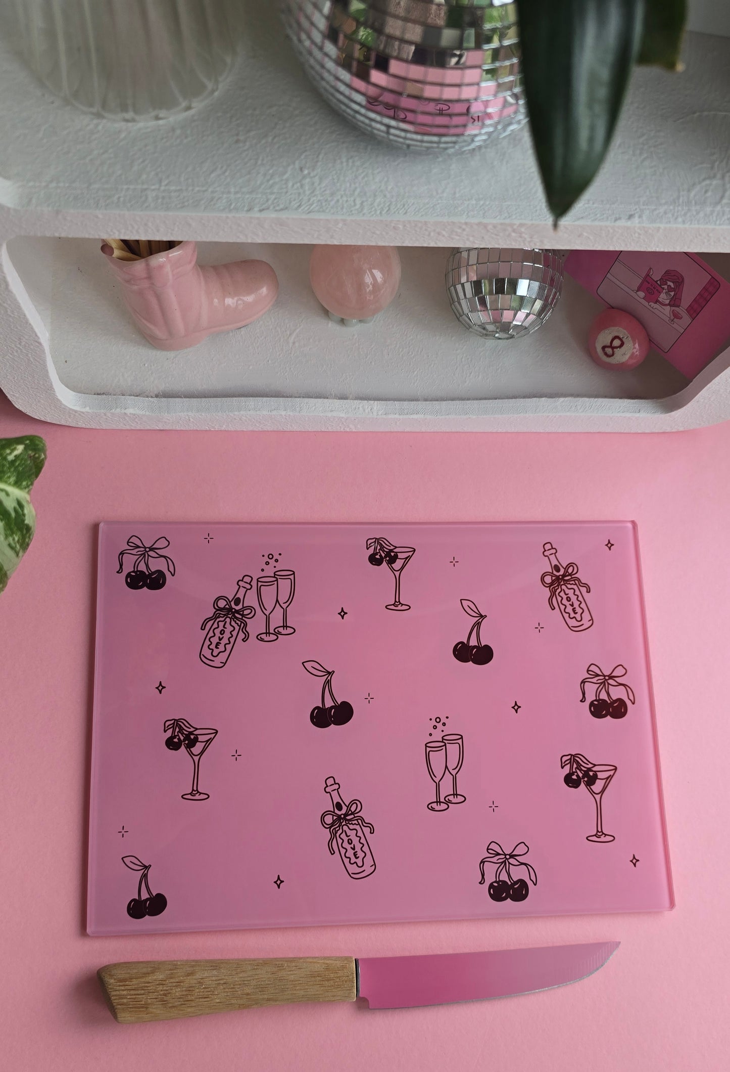 Cherries and Champagne Glass Chopping Board