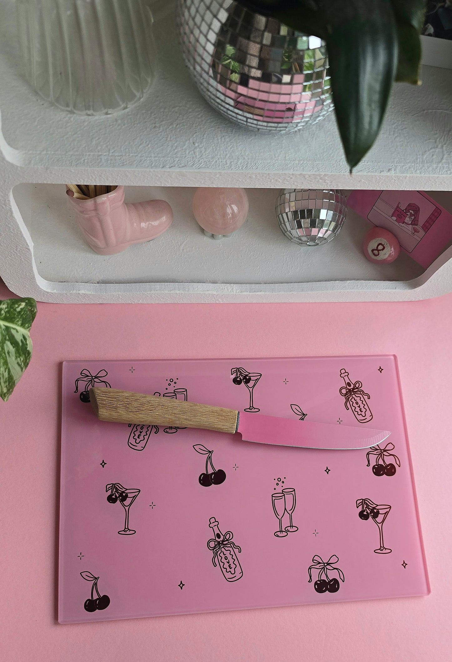 Cherries and Champagne Glass Chopping Board