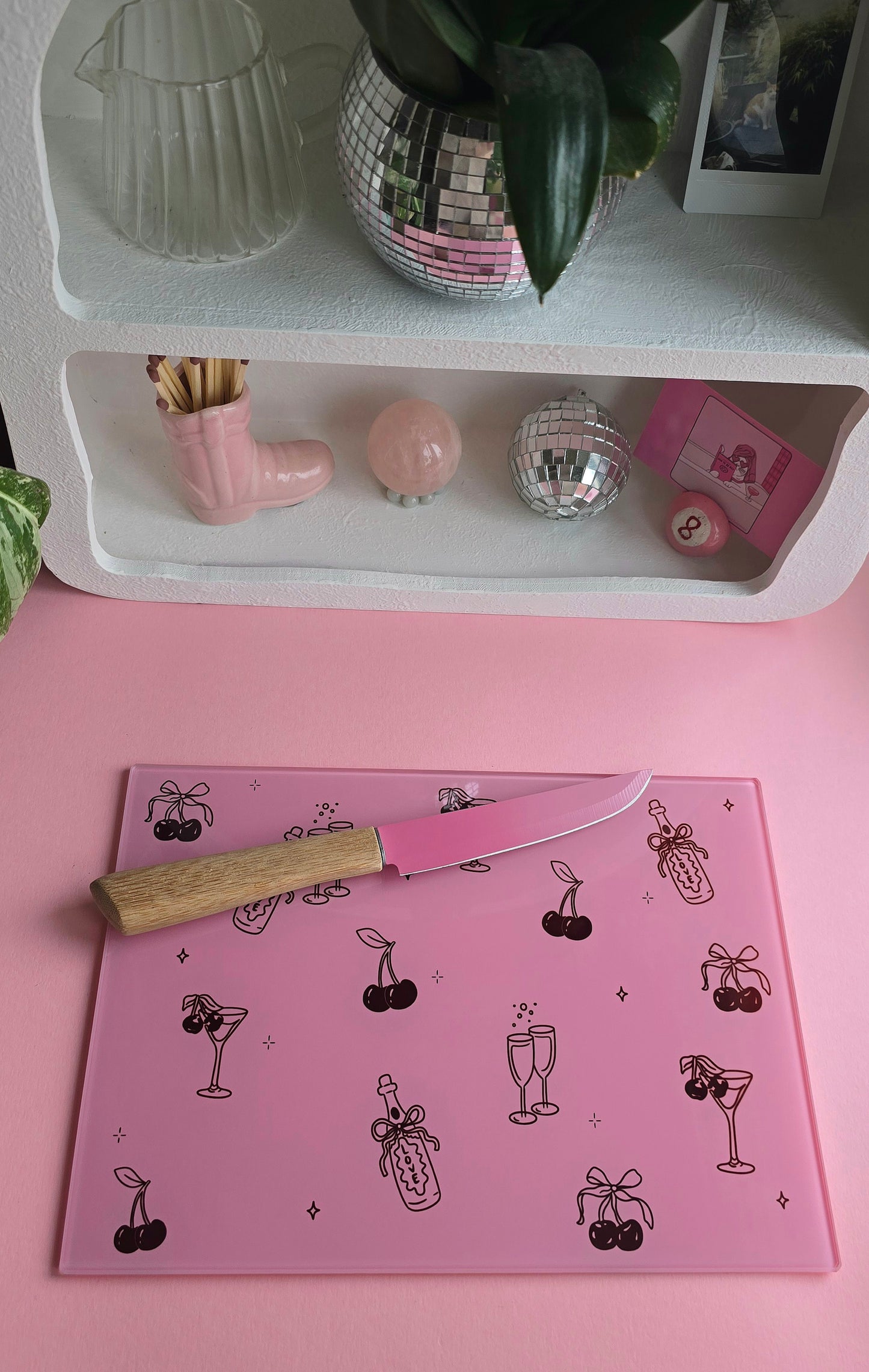 Cherries and Champagne Glass Chopping Board