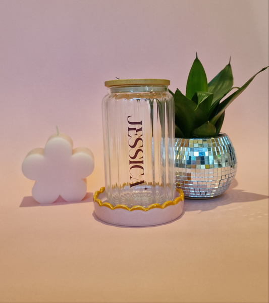 Personalised Ribbed Clear Glass Can Tumbler