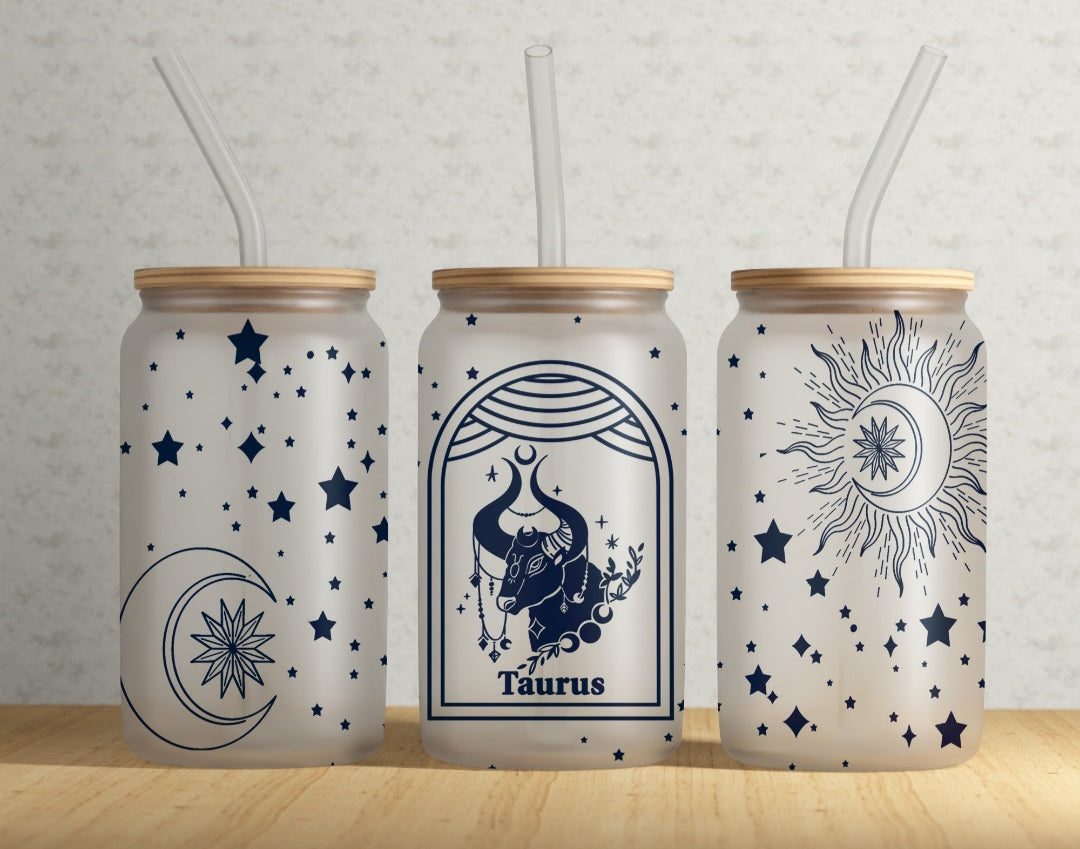 Starsign Horoscope Glass Can, Astrology Glassware