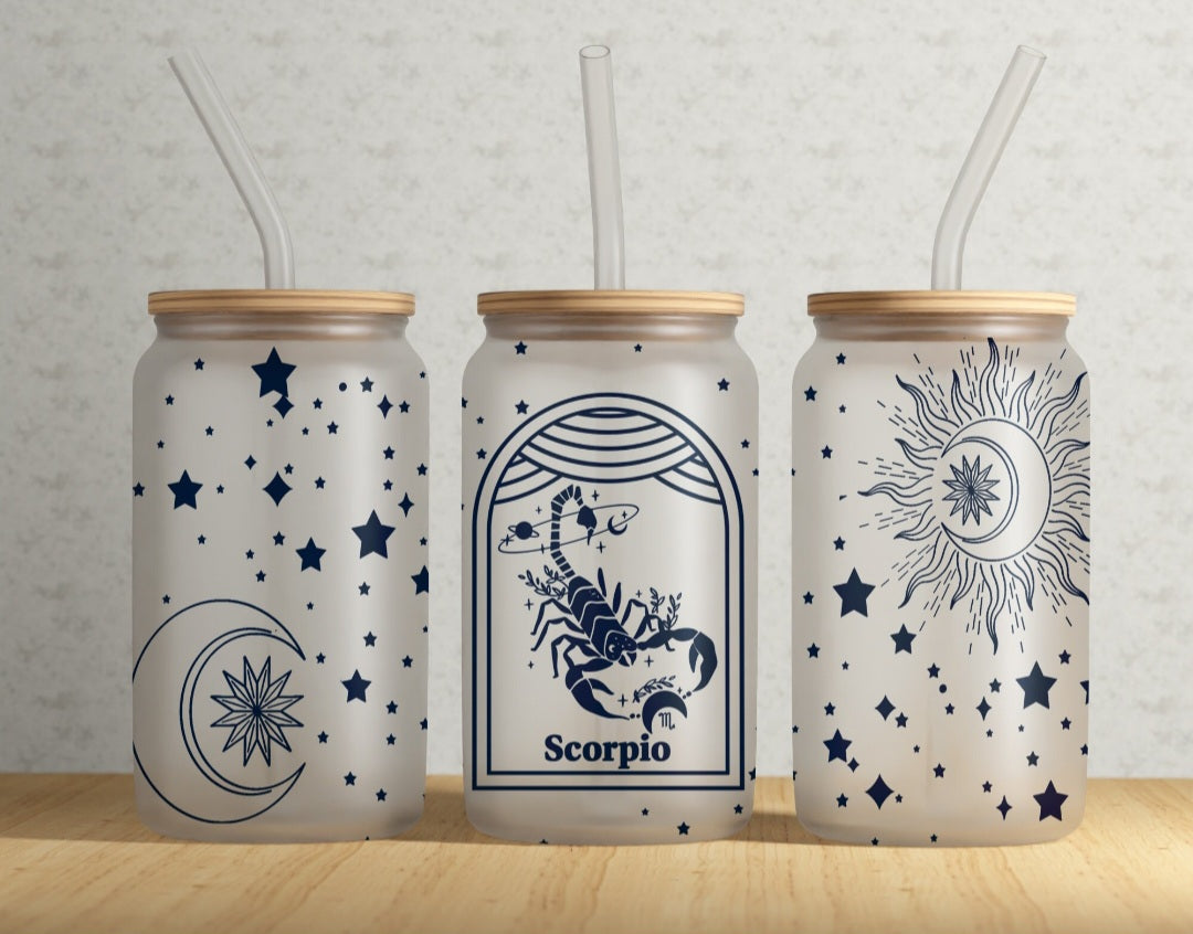 Starsign Horoscope Glass Can, Astrology Glassware