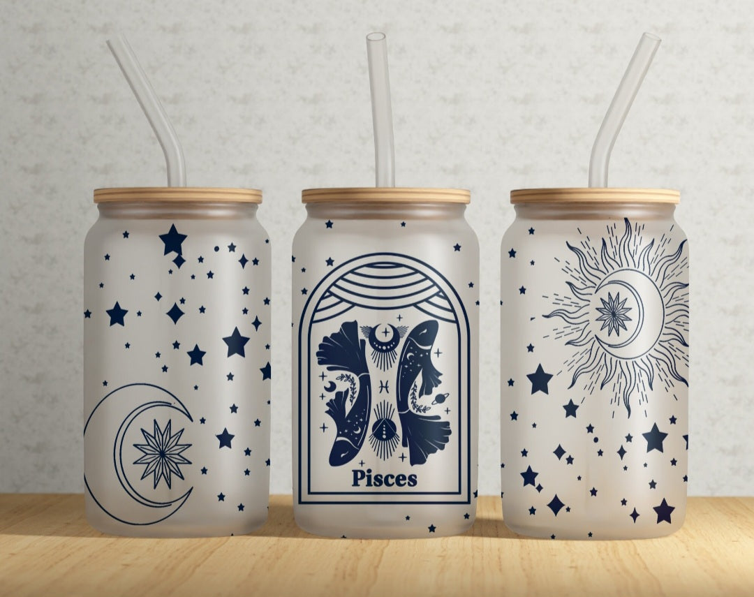 Starsign Horoscope Glass Can, Astrology Glassware