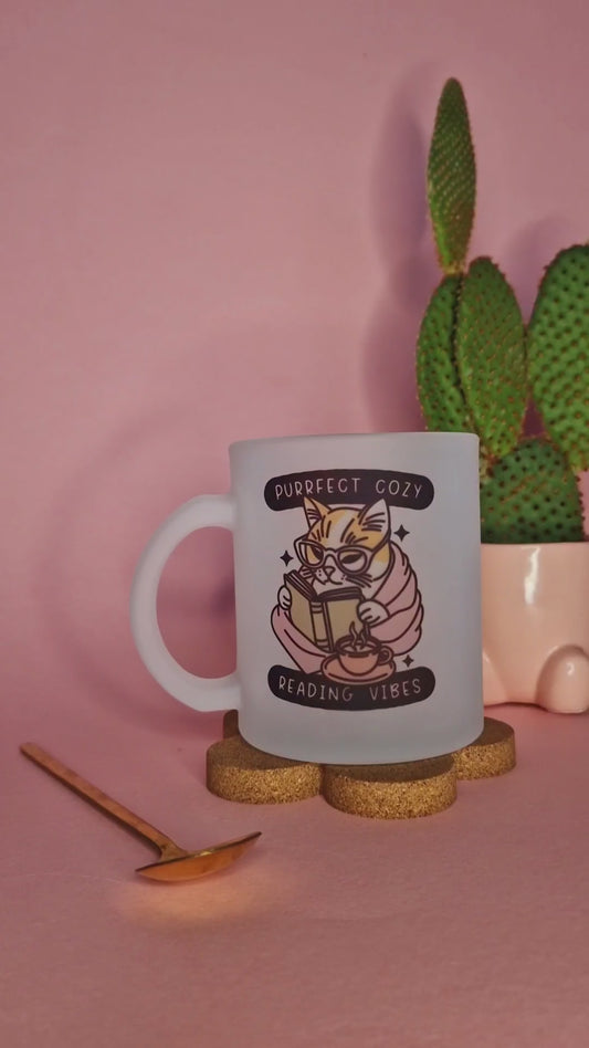 Cozy Cat Vibes | 10oz Frosted Glass Mugs