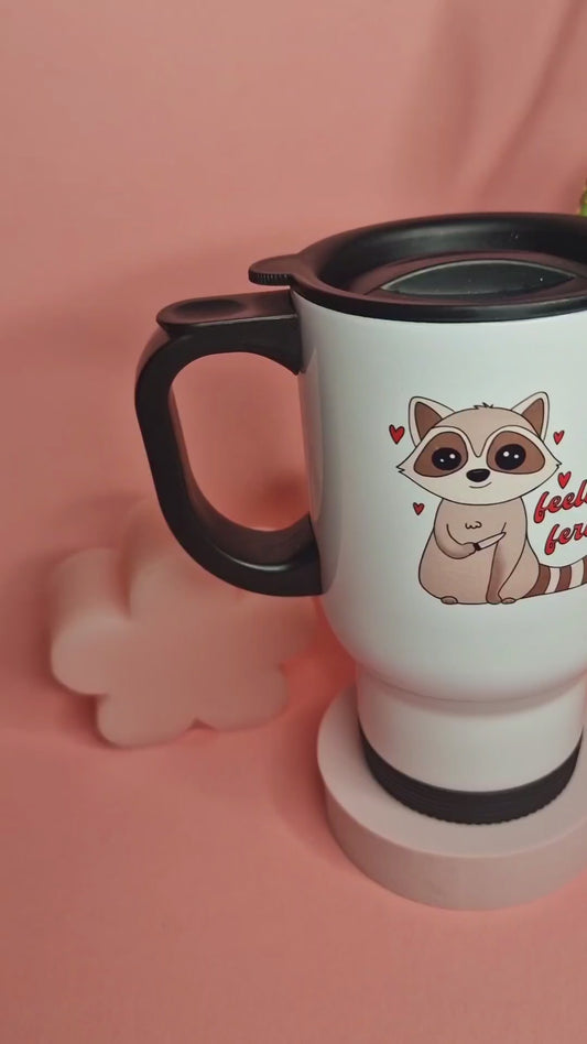 Cute Feeling Feral Raccoon Travel Mug