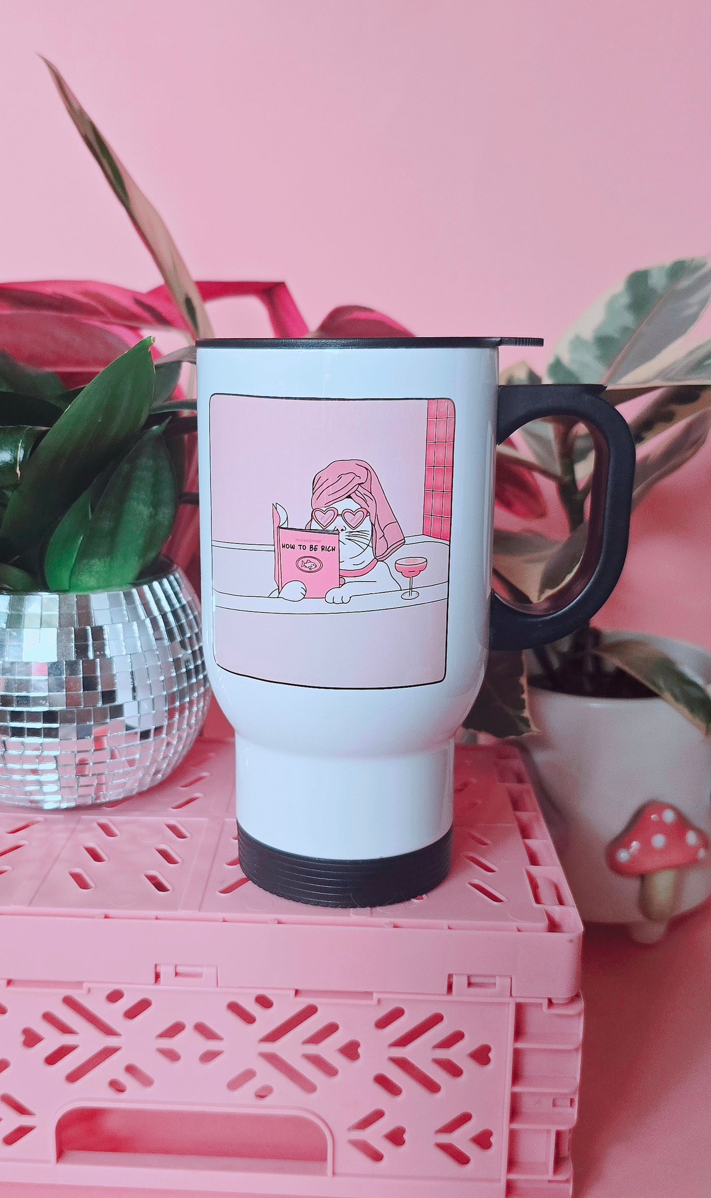 Funny Cat How To Get Rich Travel Mug