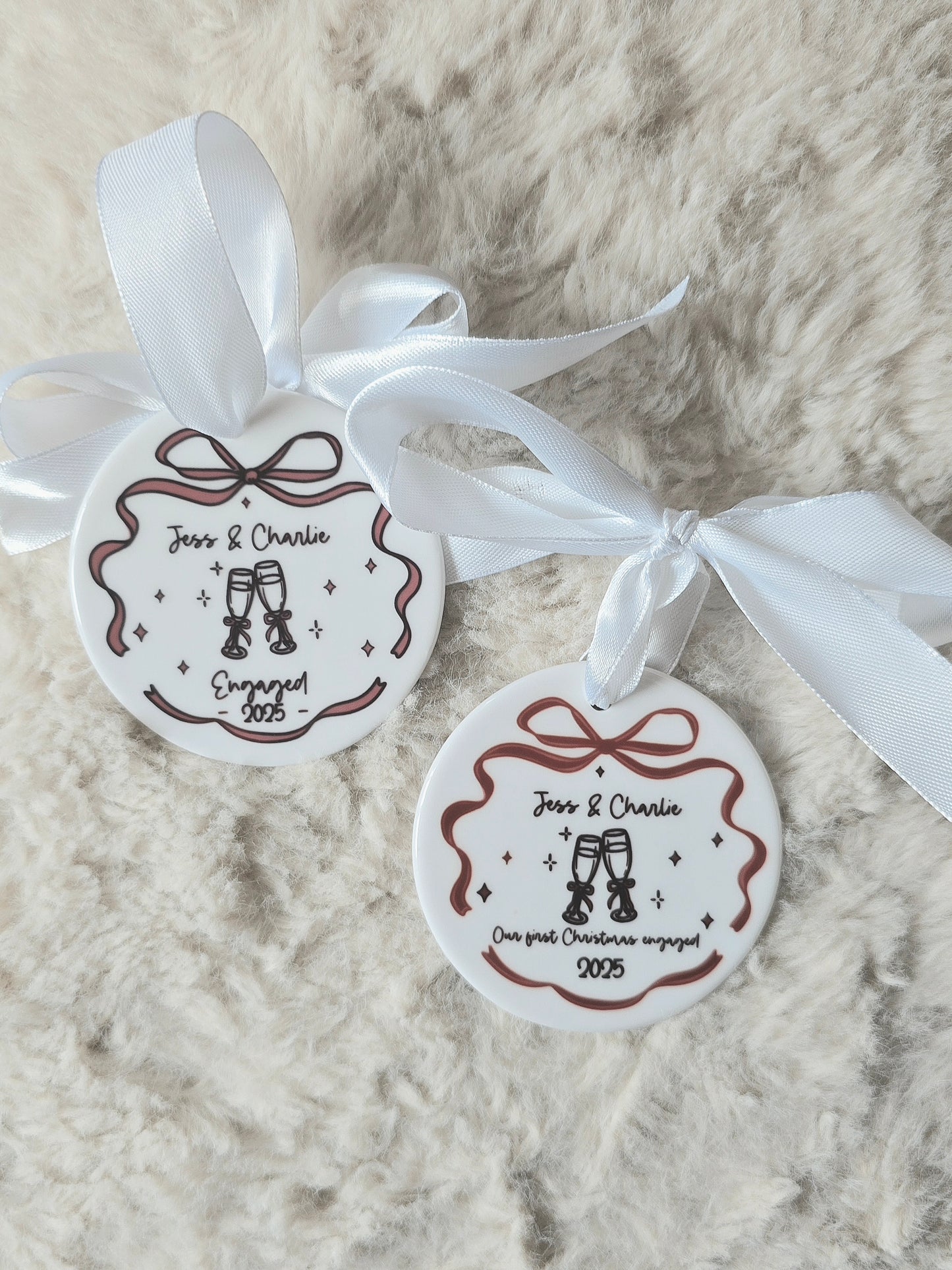 Engaged Hanging Bow Decoration Christmas Bauble