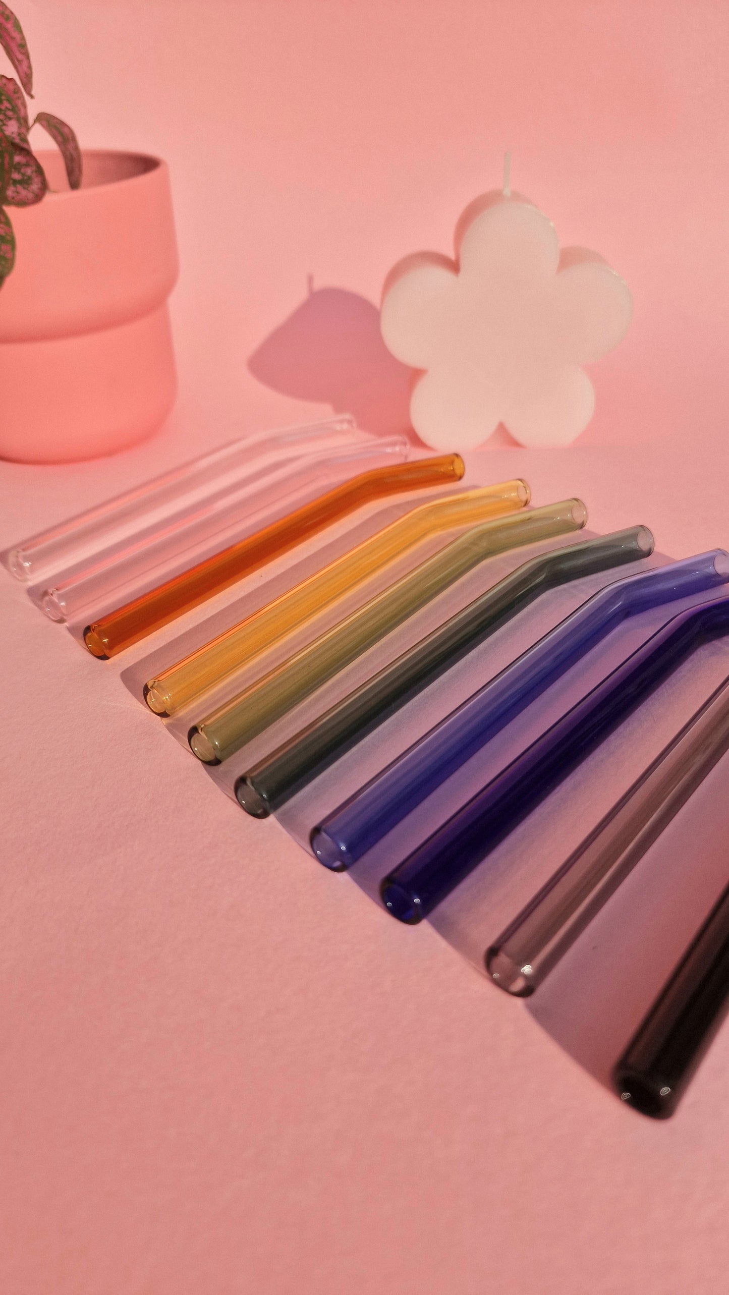 Chunky Short Glass Reusable Straws Rainbow Sustainable Glass Straws