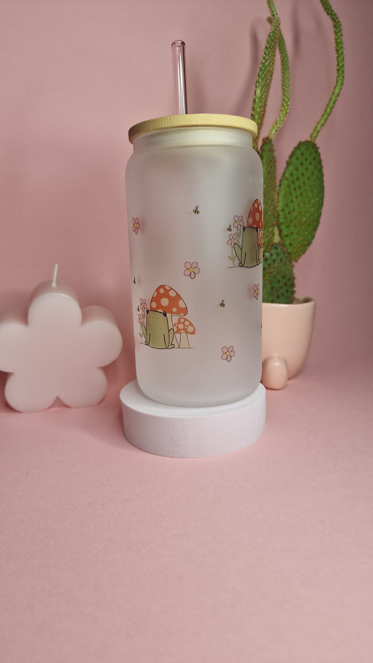 Frog & Mushroom Glass Tumbler