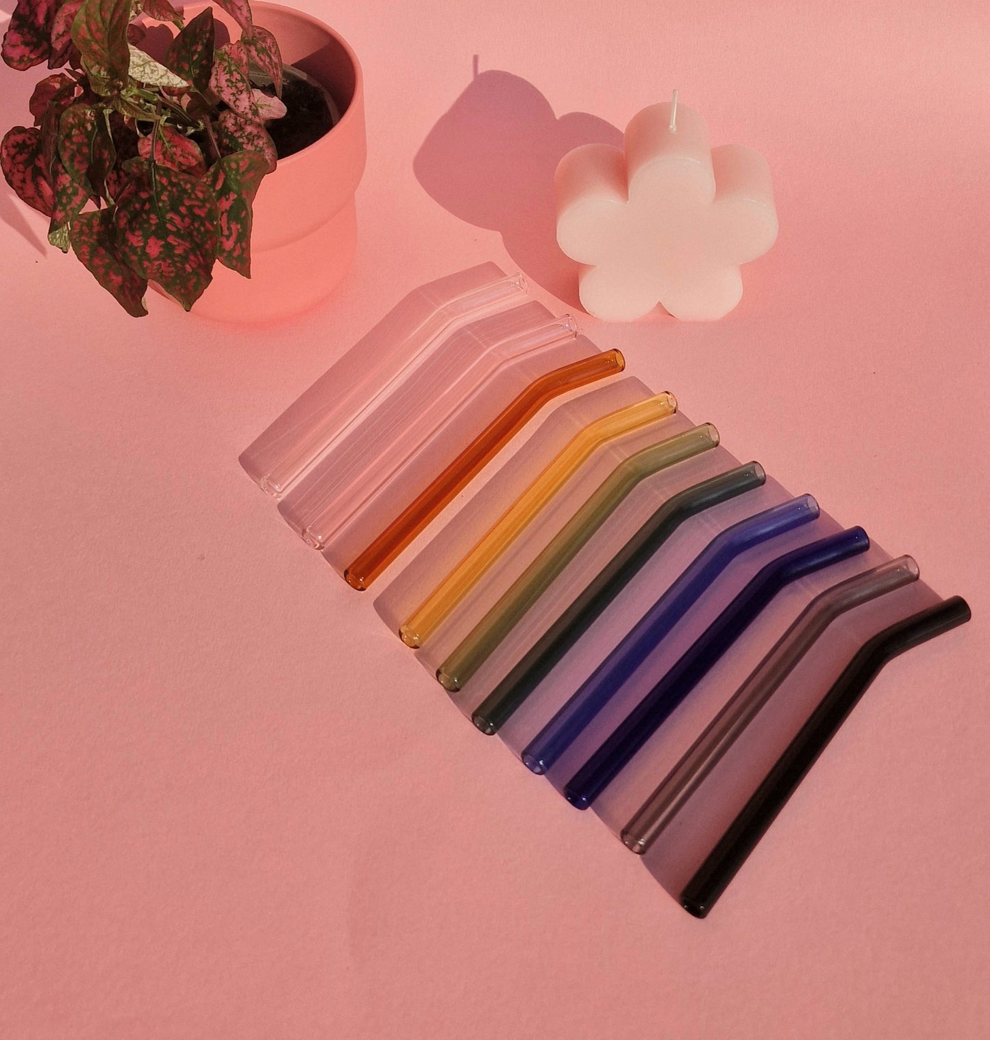 Chunky Short Glass Reusable Straws Rainbow Sustainable Glass Straws