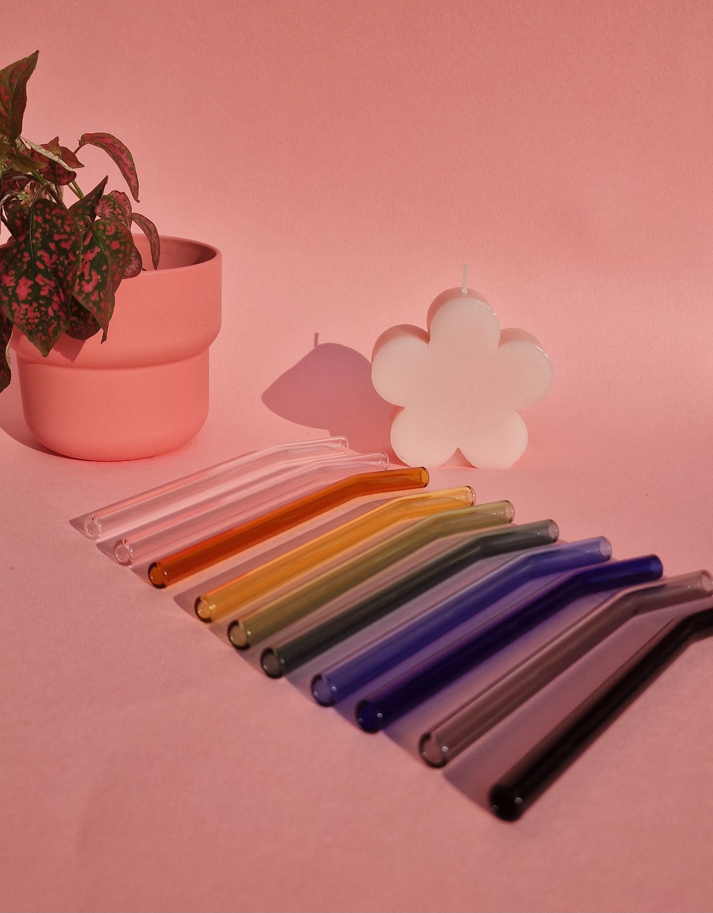 Chunky Short Glass Reusable Straws Rainbow Sustainable Glass Straws