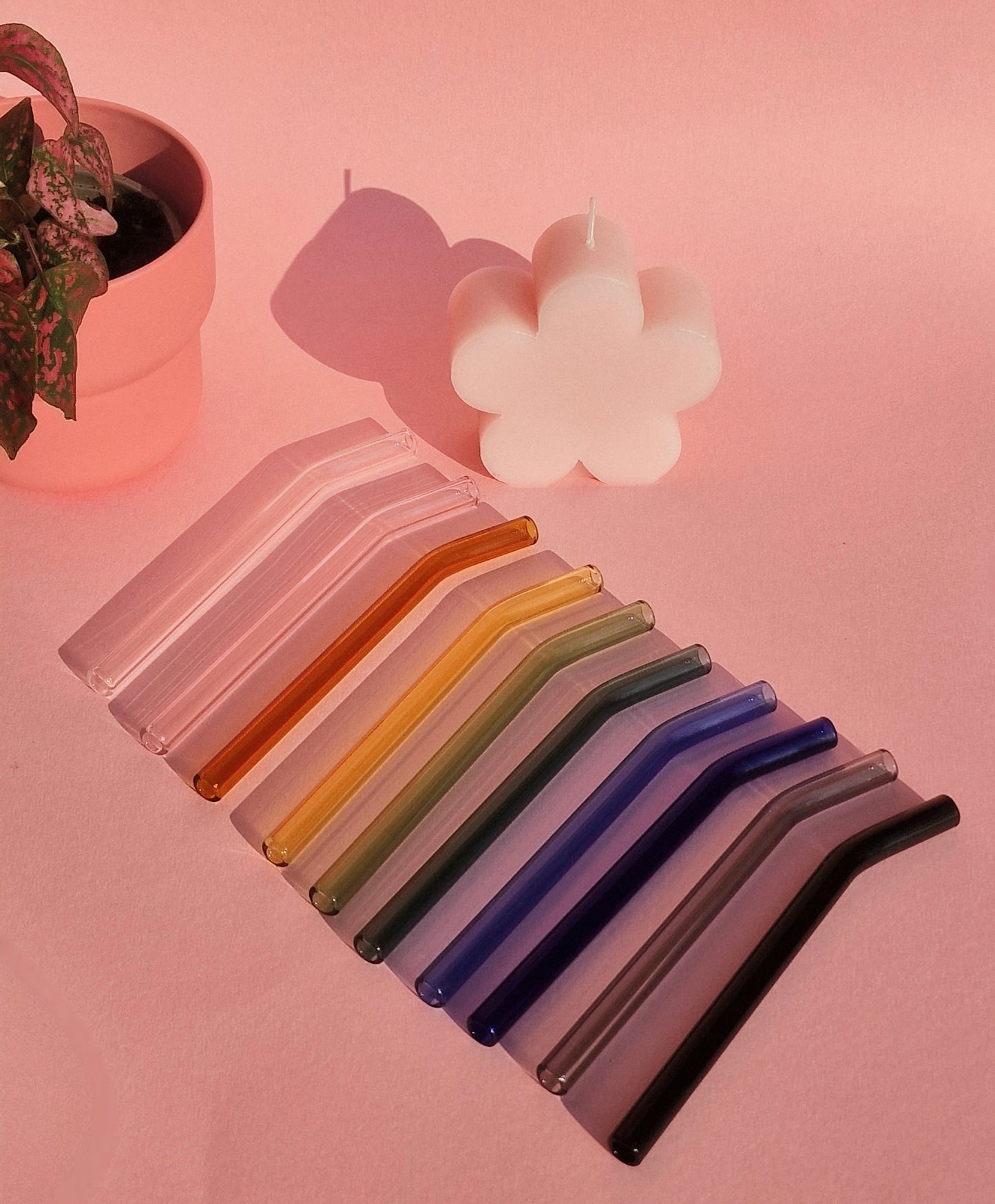 Chunky Short Glass Reusable Straws Rainbow Sustainable Glass Straws