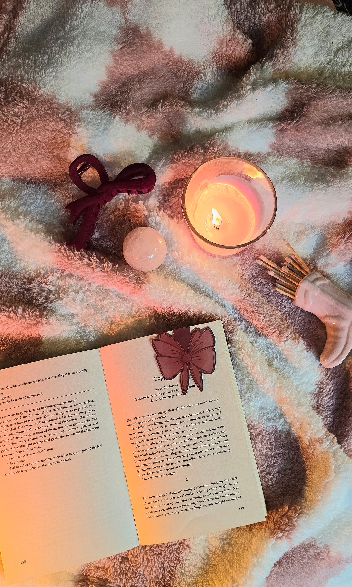 Cute Red Bow Magnetic Flip Bookmark