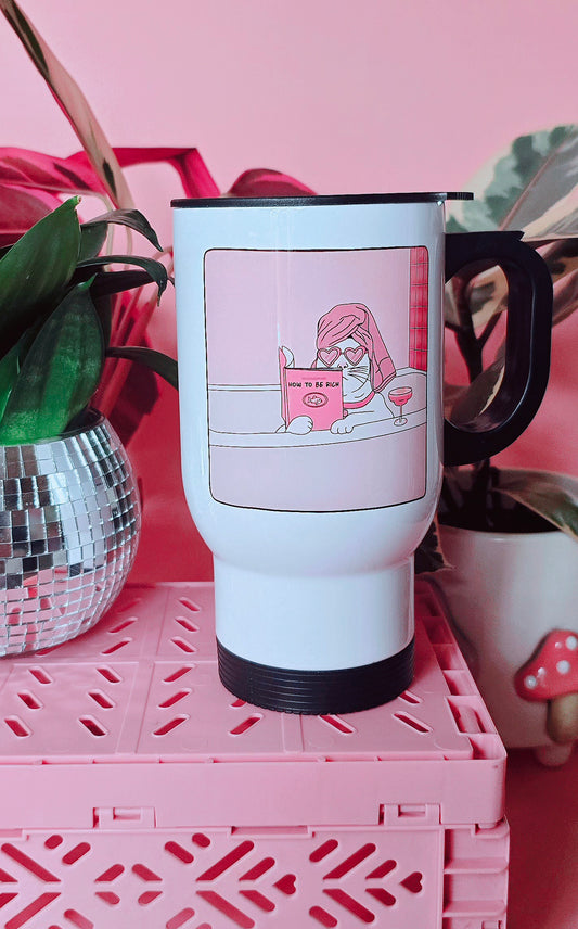 Funny Cat How To Get Rich Travel Mug