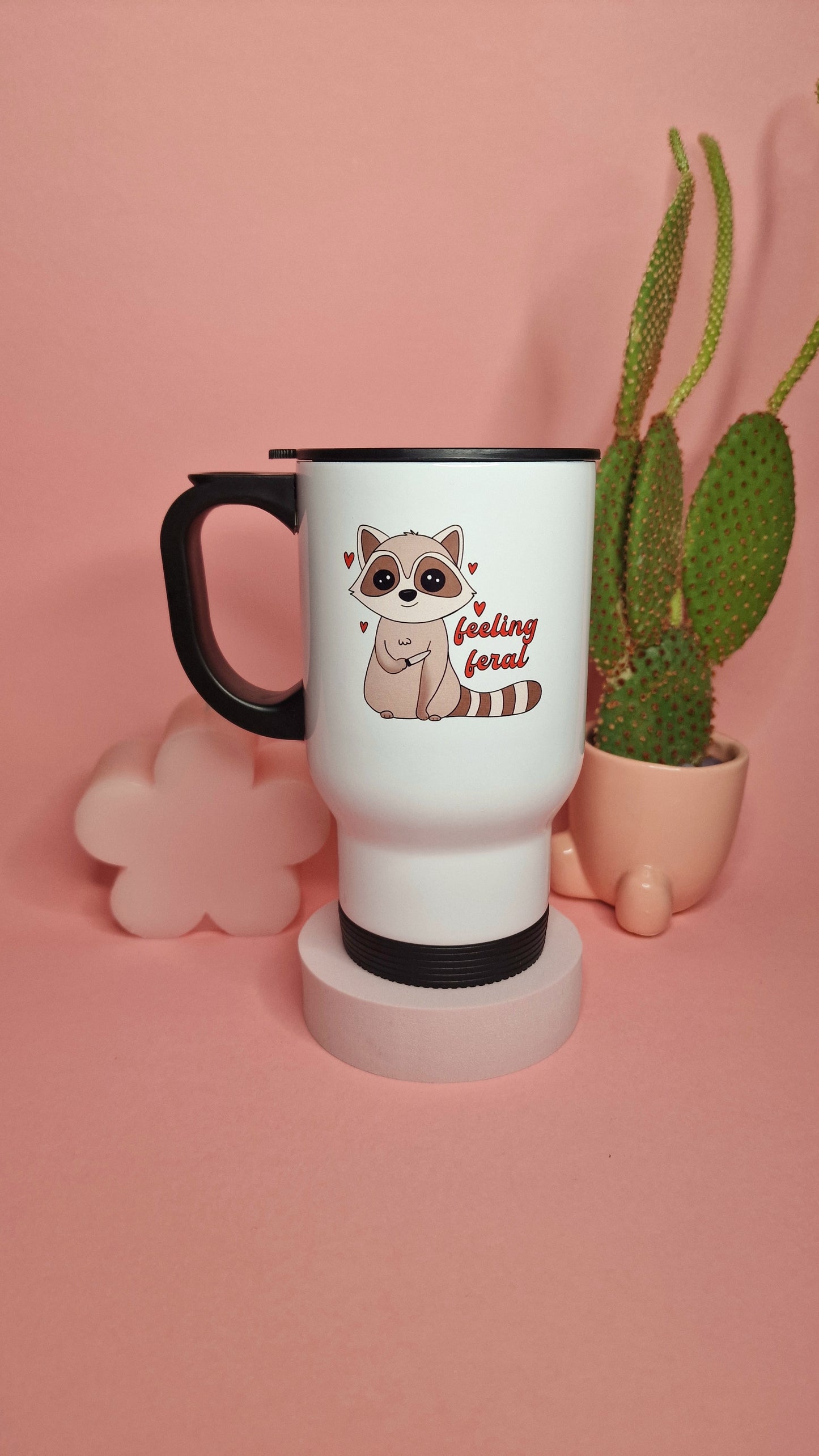 Cute Feeling Feral Raccoon Travel Mug