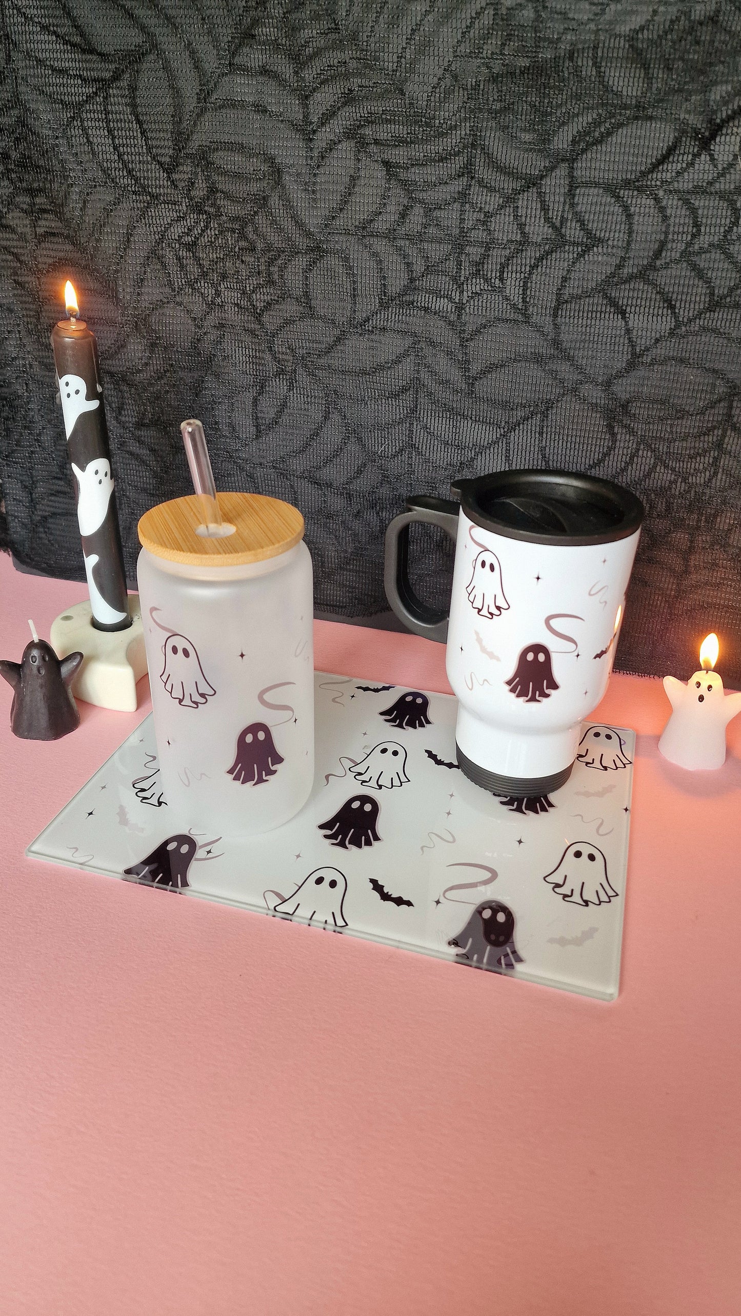 Monochrome Ghosties Travel Mug