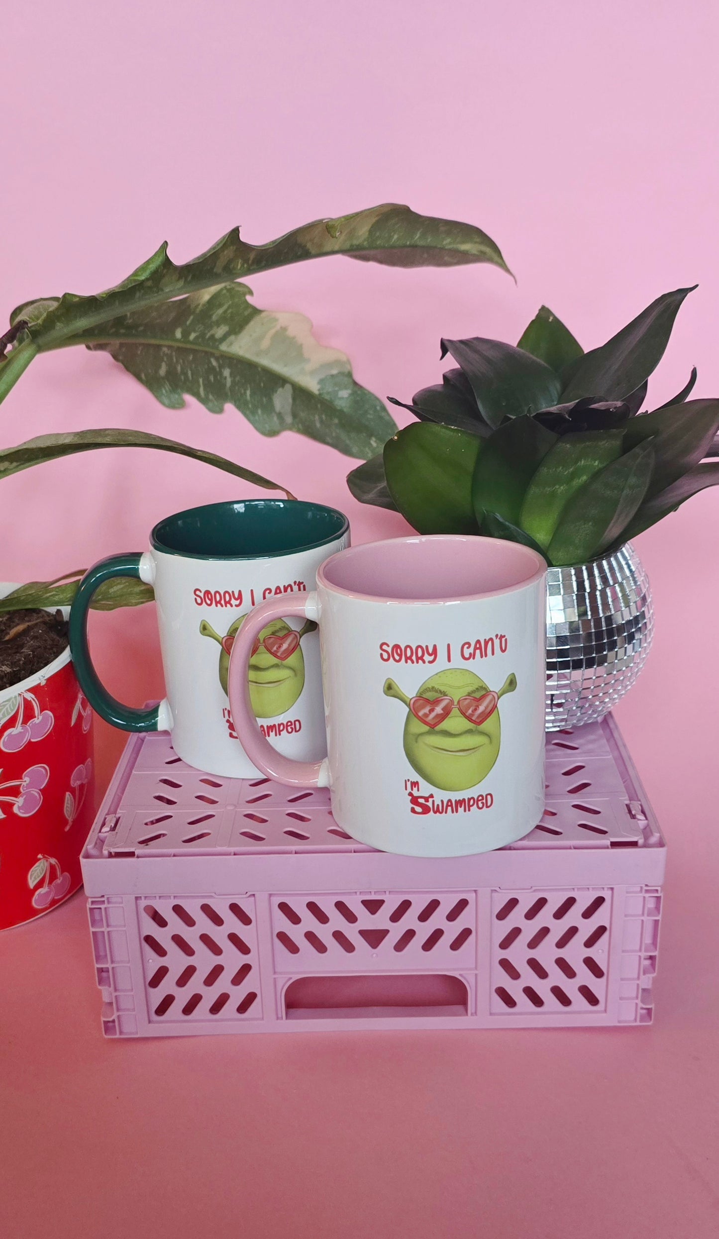 Shrek Inspired Handrawn Ceramic Pink Mug
