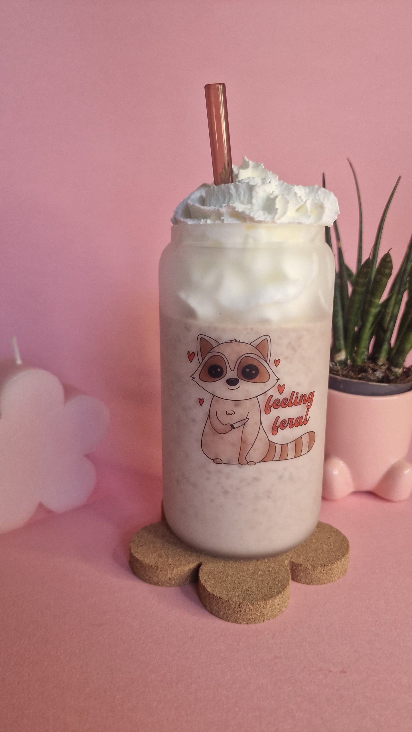 Feeling Feral Cute Racoon Glass Tumbler