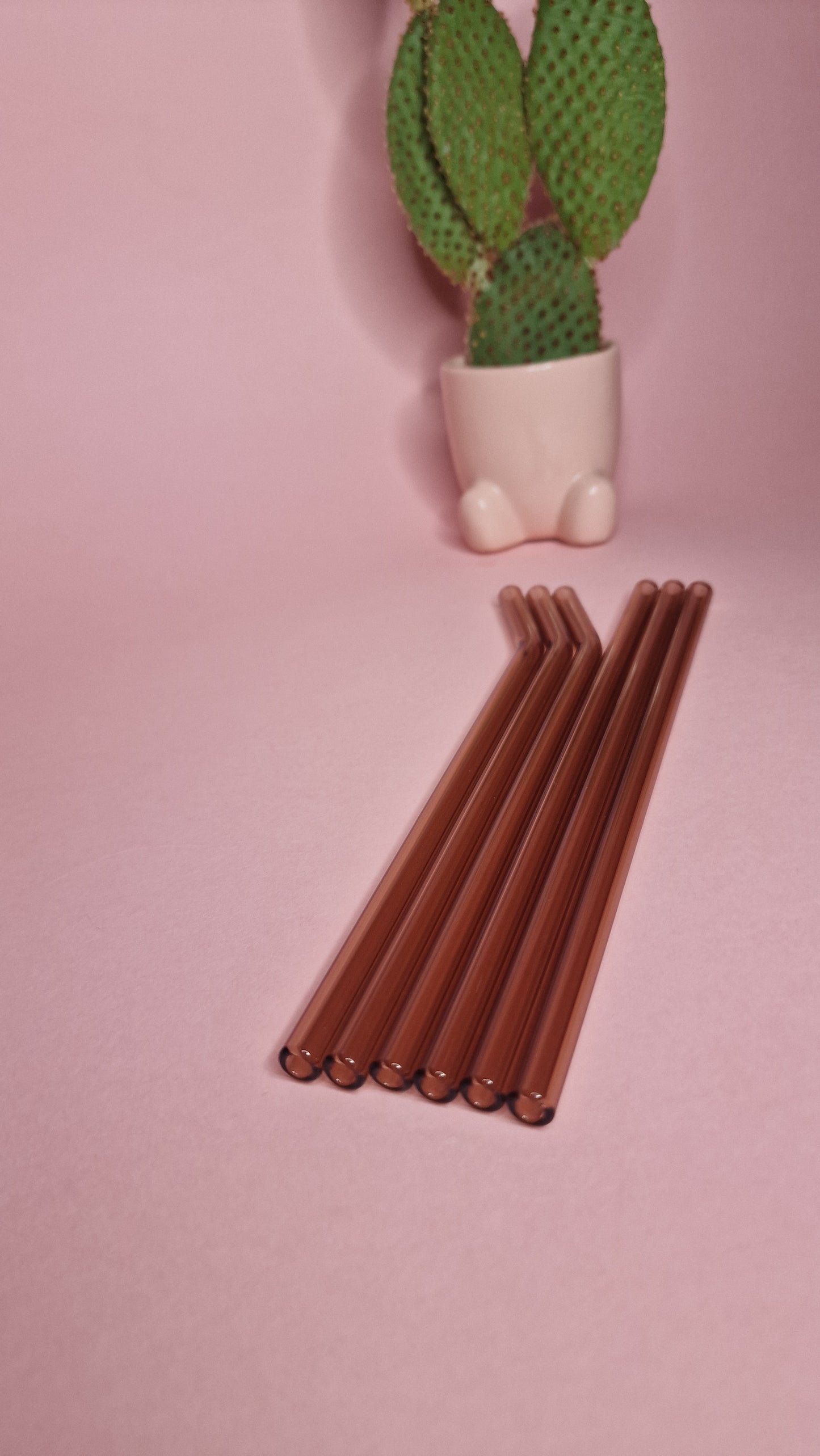 Dusky Pink Glass Straws