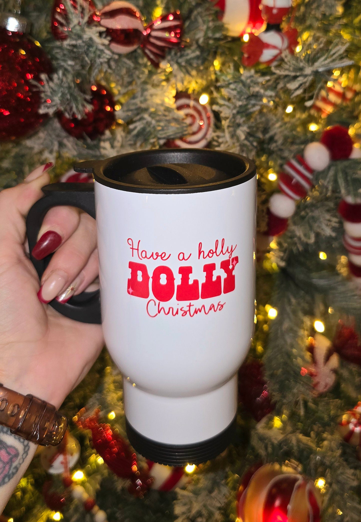 Holly Dolly Christmas Travel Mug