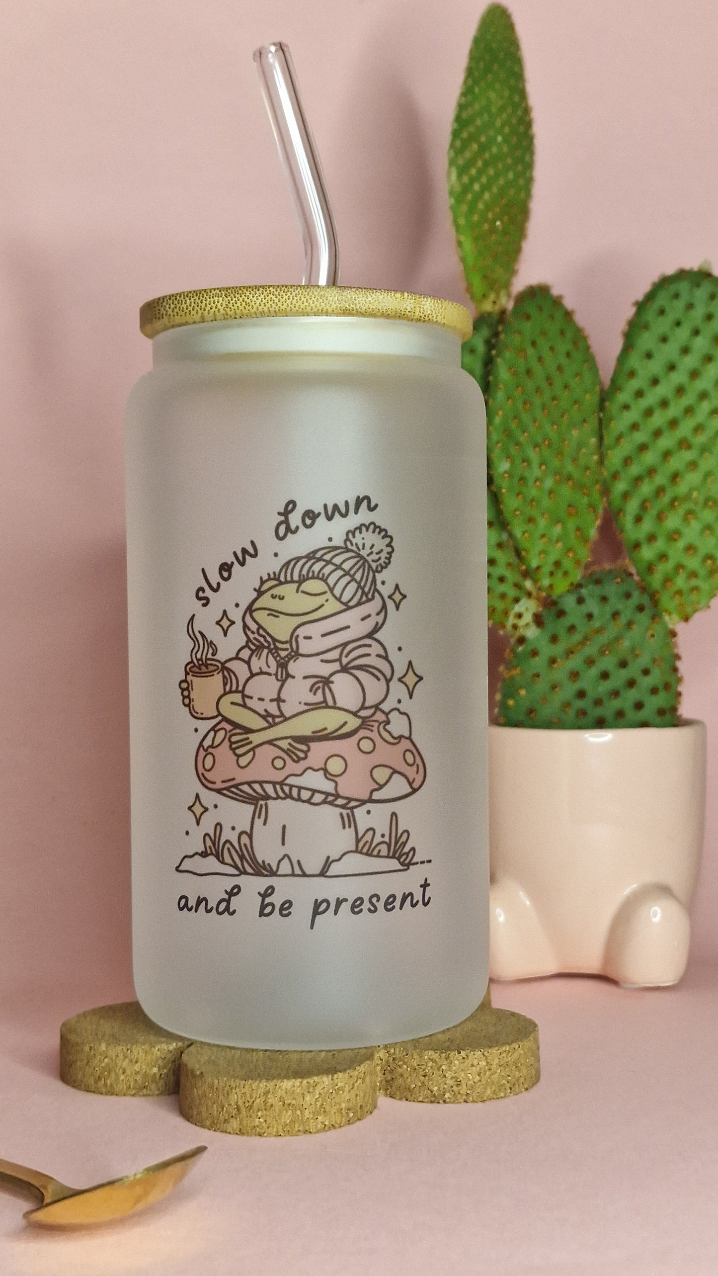 Slow Down Frog | 16oz Glass Can Tumbler