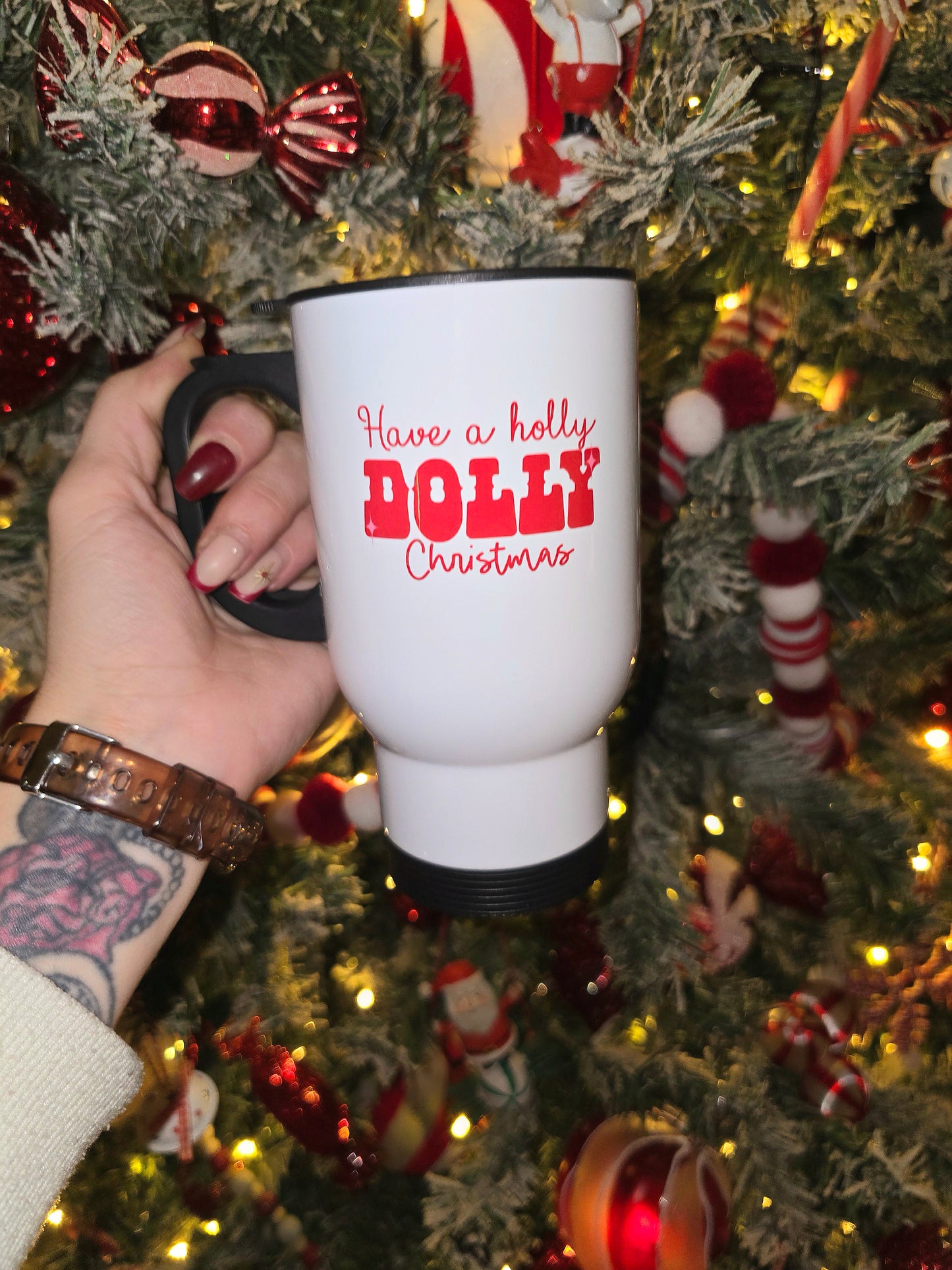 Holly Dolly Christmas Travel Mug