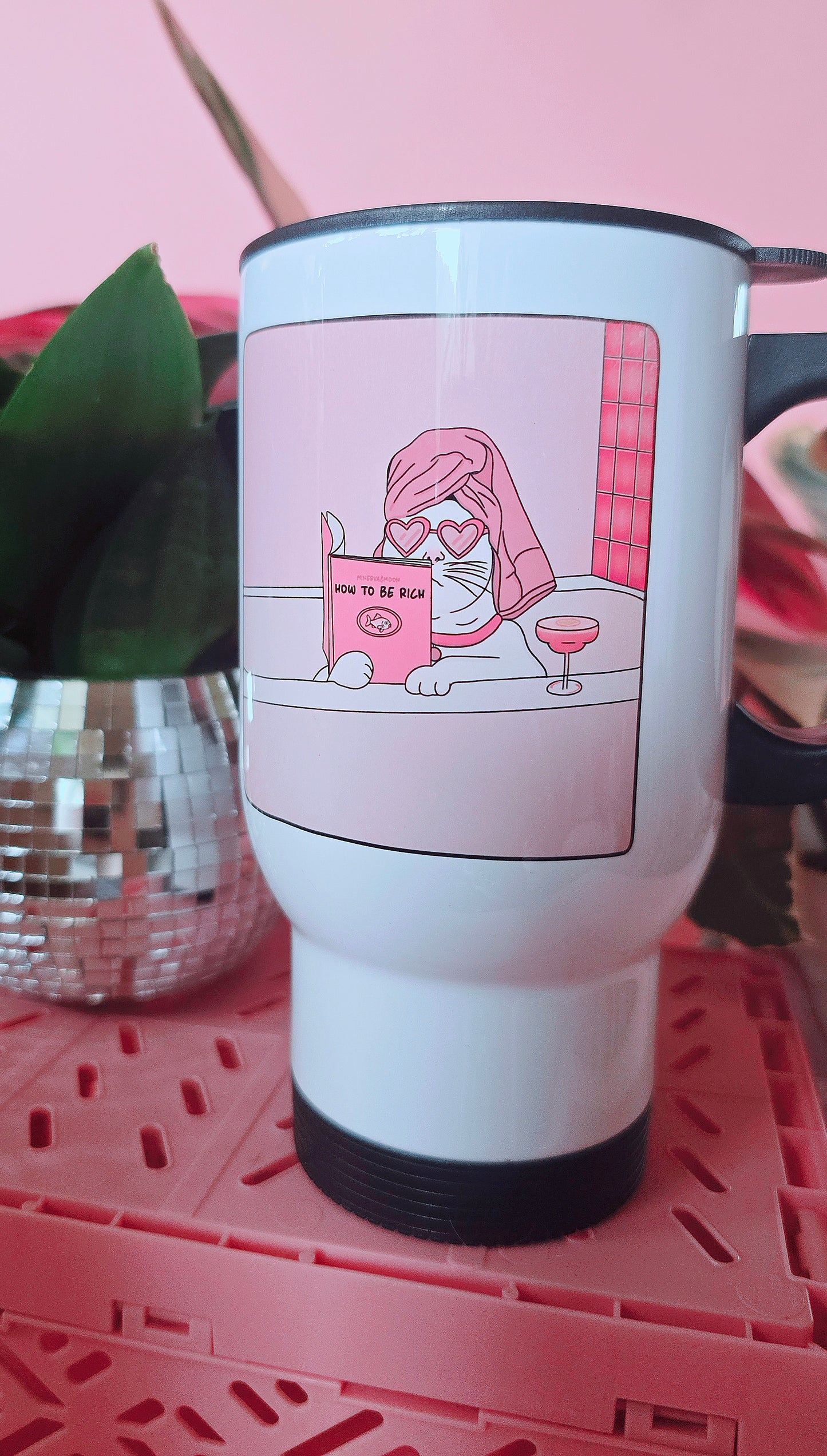 Funny Cat How To Get Rich Travel Mug