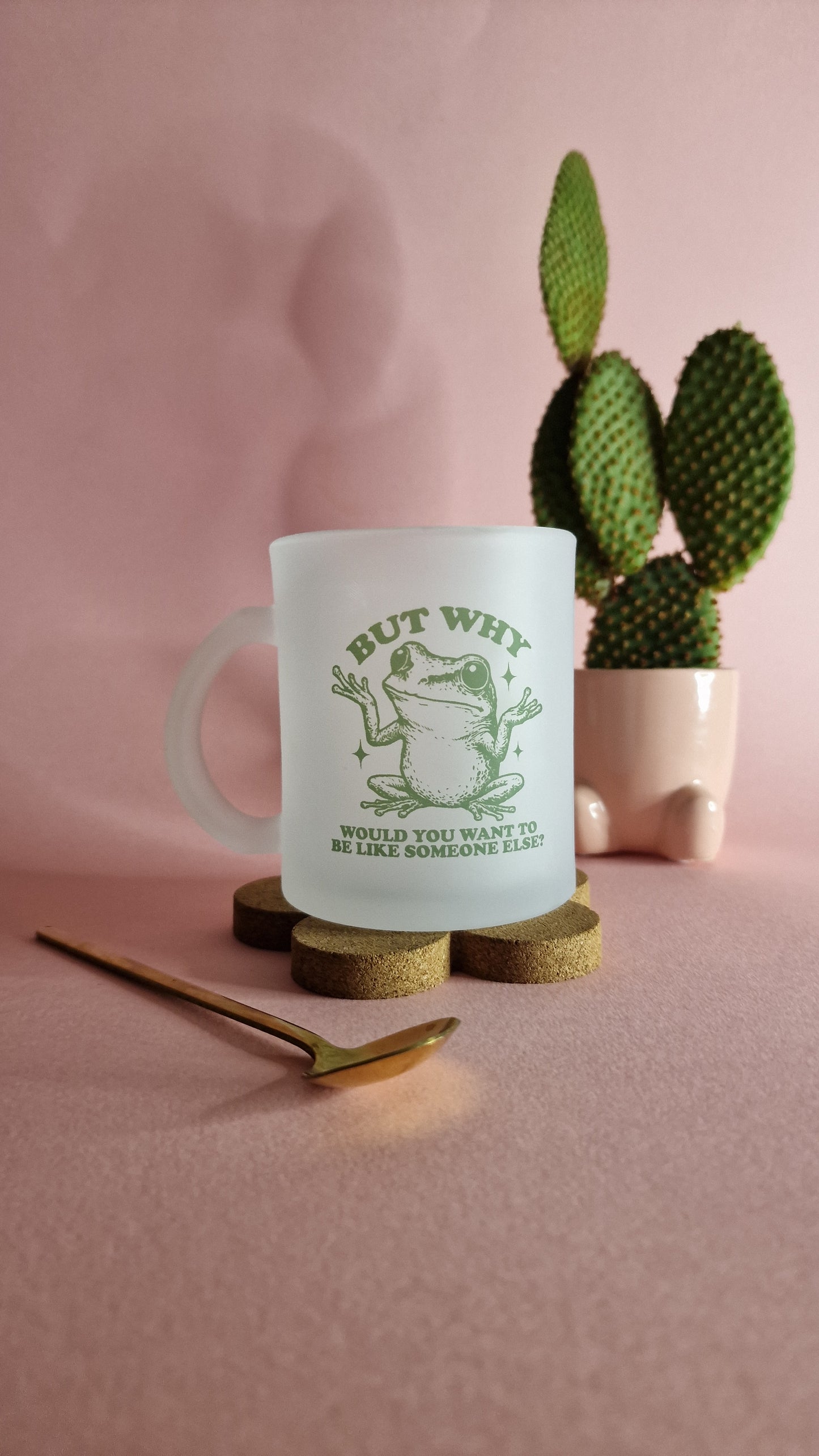 But why frog | Cute Frosted 10oz Glass Mug