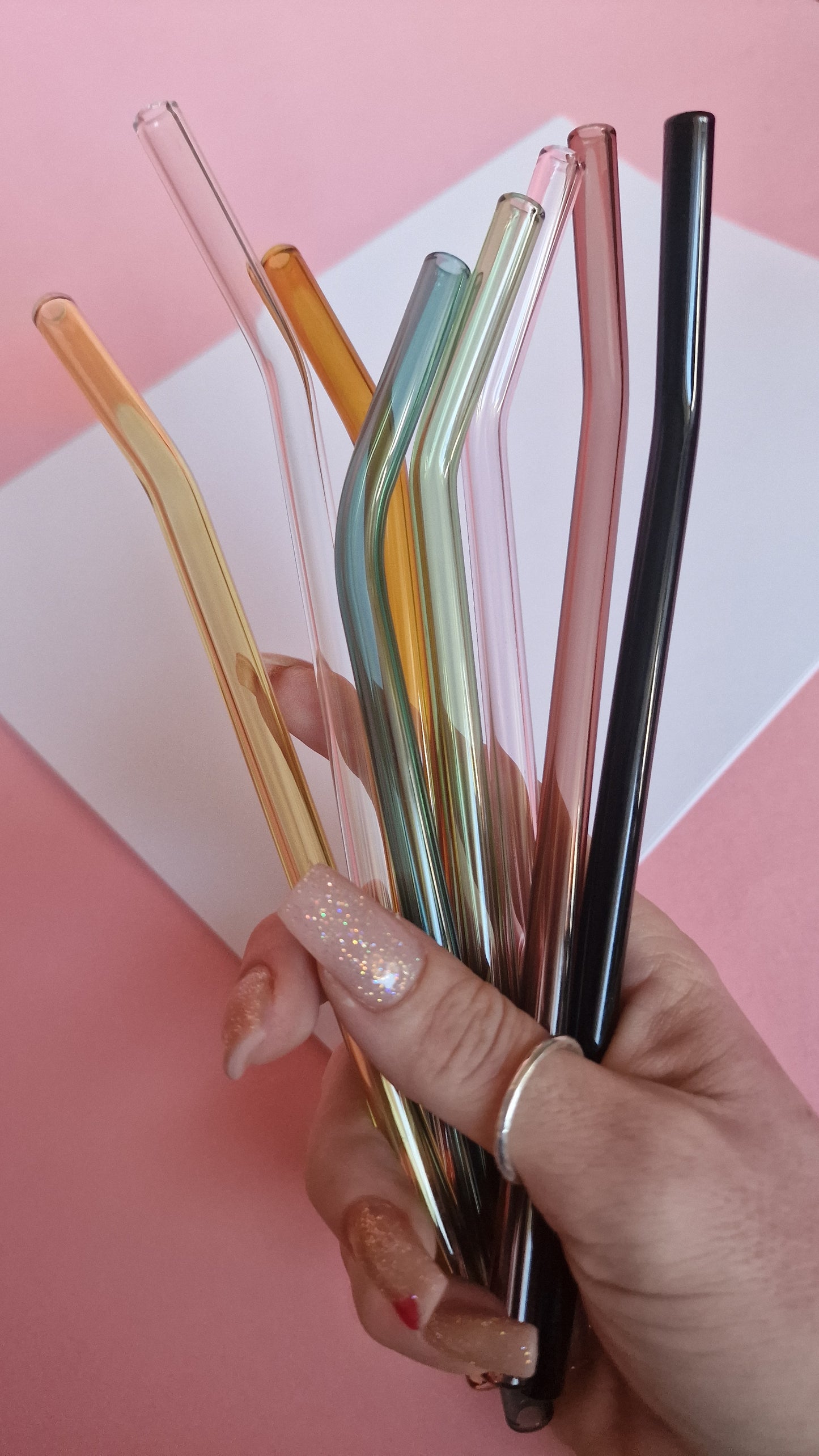 Coloured Bent Glass Straws