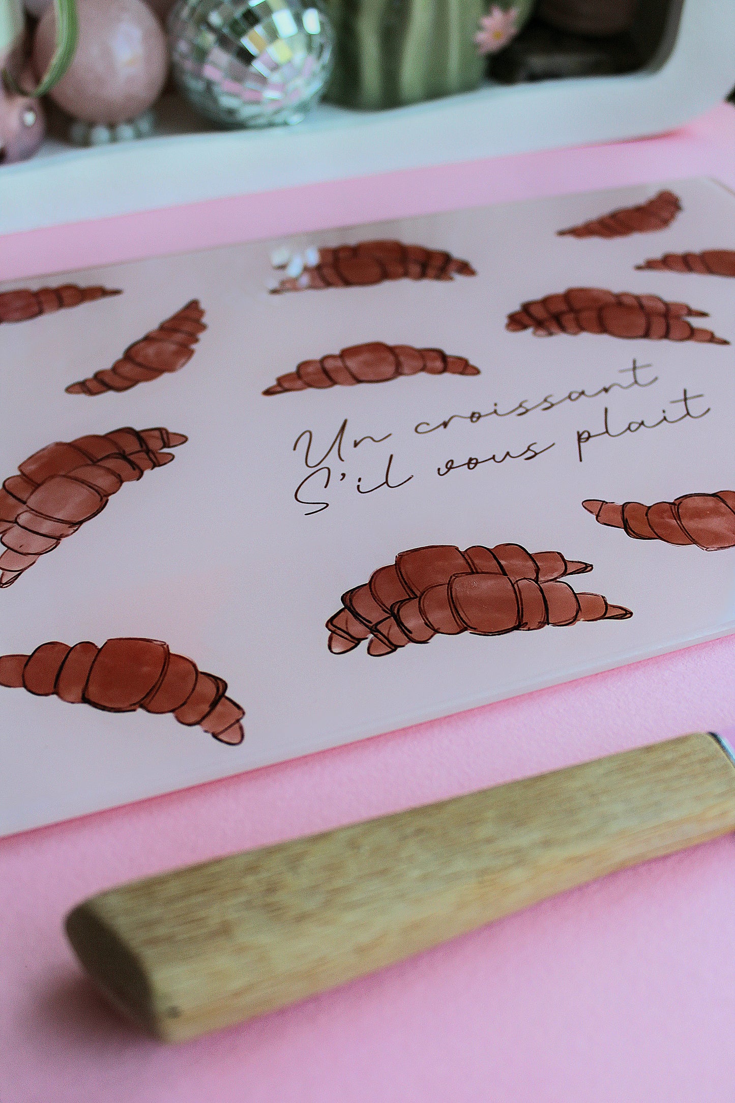 French Cute Croissant Glass Chopping Board