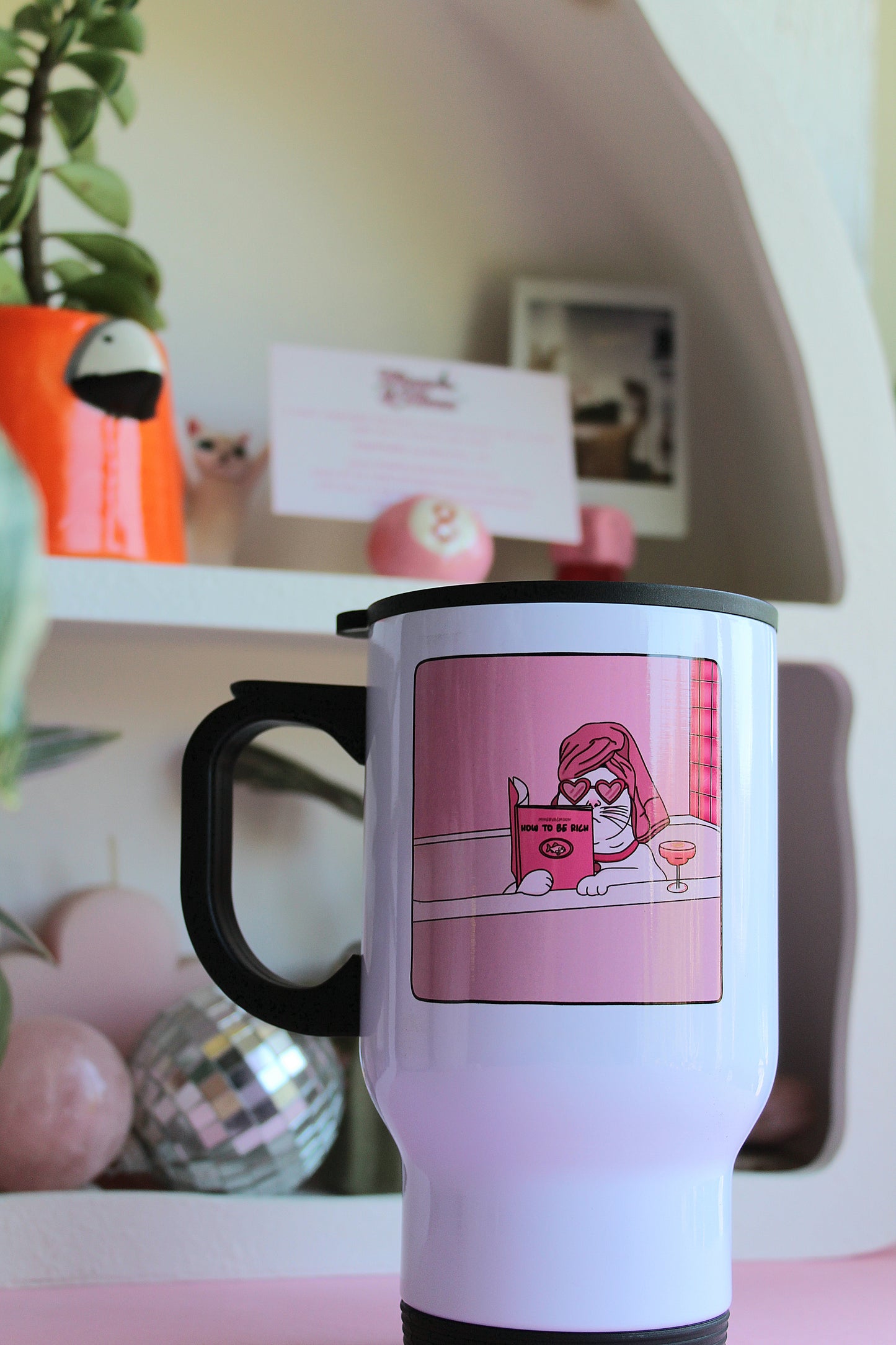 Funny Cat How To Get Rich Travel Mug